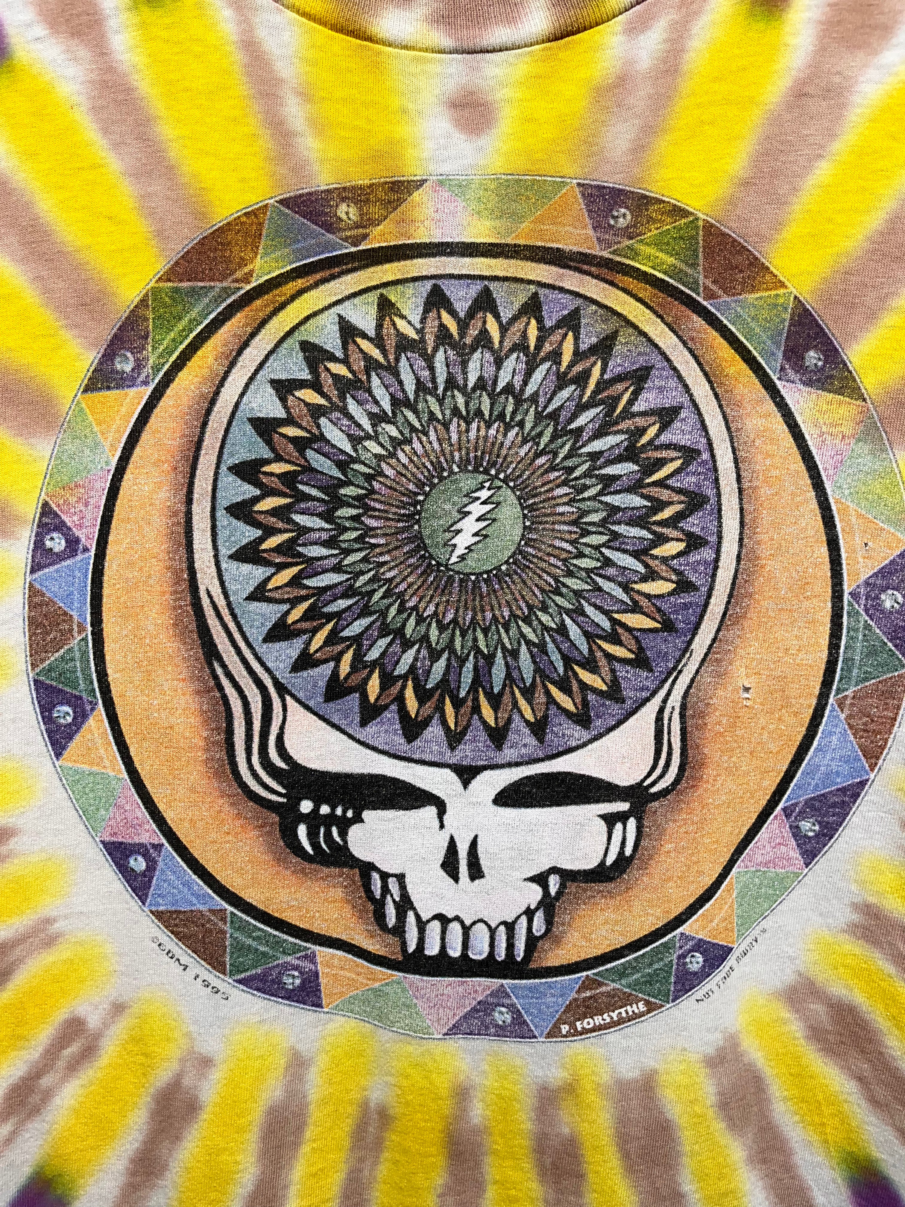 Vintage Grateful Dead Summer Tour 1995 Forsythe Bear Tie Dye Distressed Graphic T-Shirt: XL