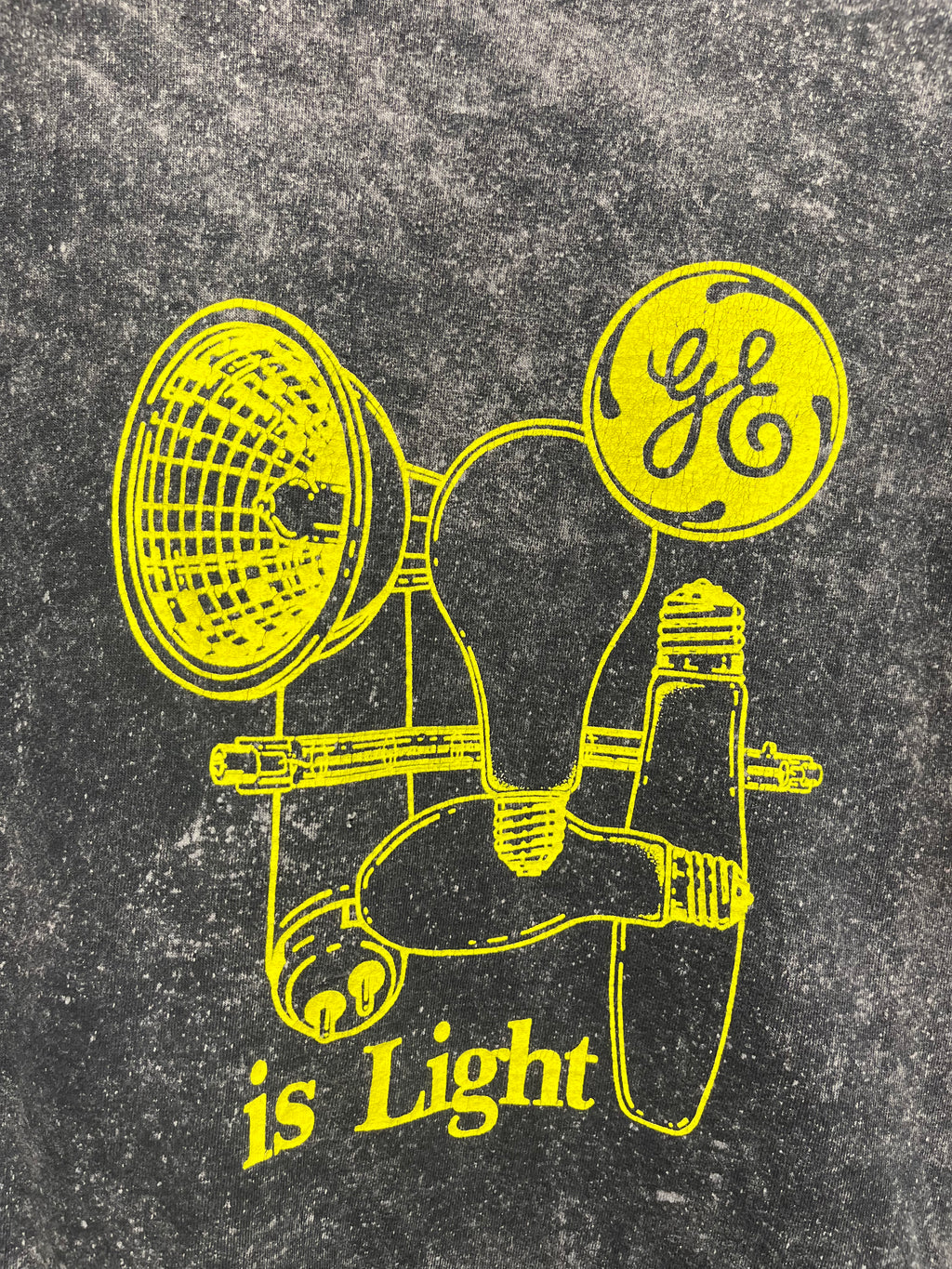 Vintage GE is Lighting Tri-State Light Bulbs Acid Wash Black T-Shirt: XL