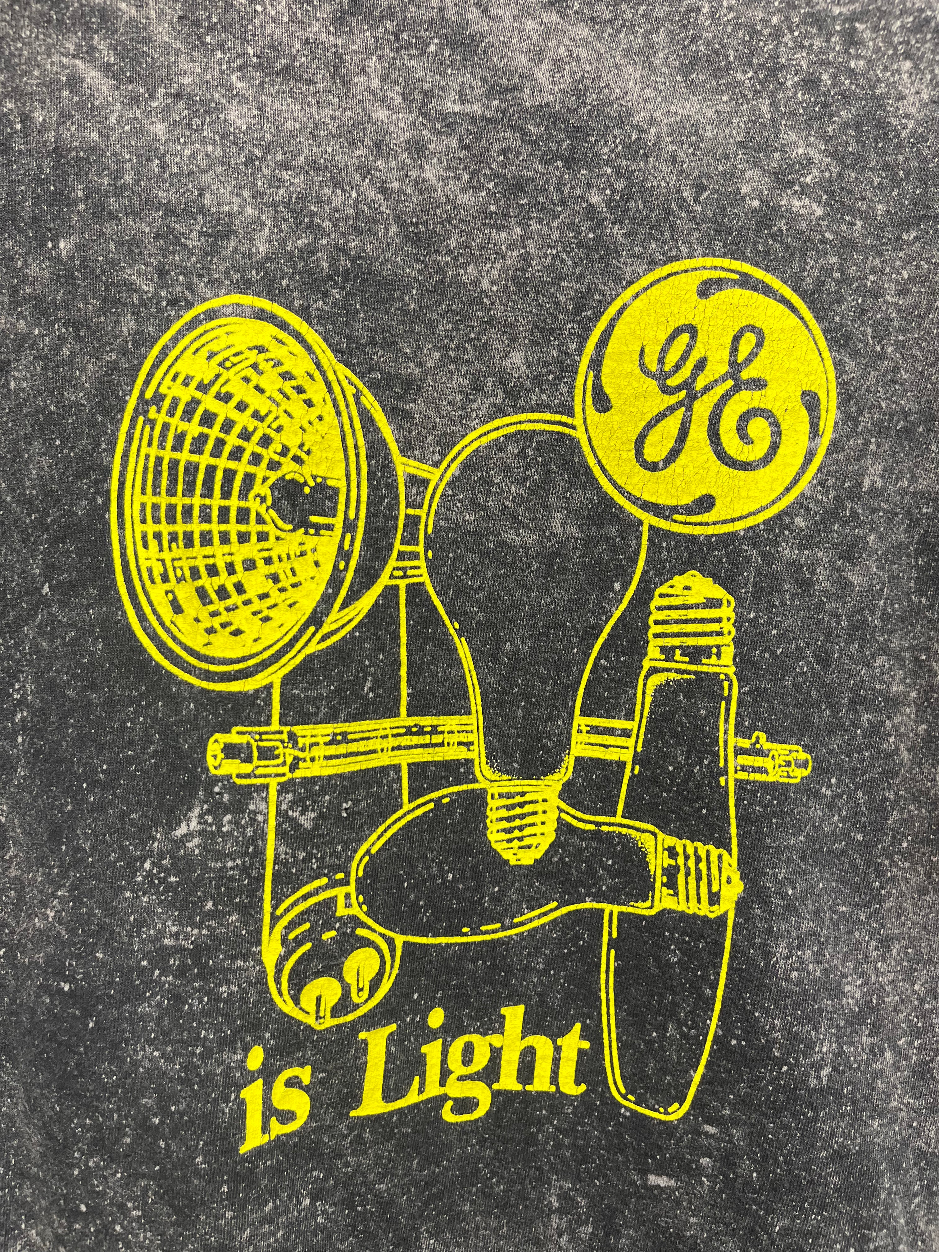 Vintage GE is Lighting Tri-State Light Bulbs Acid Wash Black T-Shirt: XL