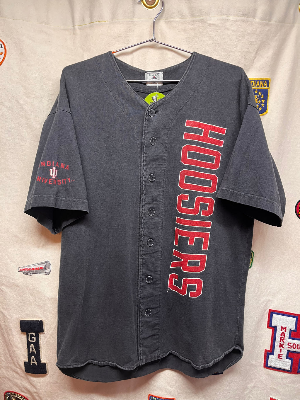 Vintage Indiana University Hoosiers IU Black Galt Sand Cotton Baseball Jersey: Large