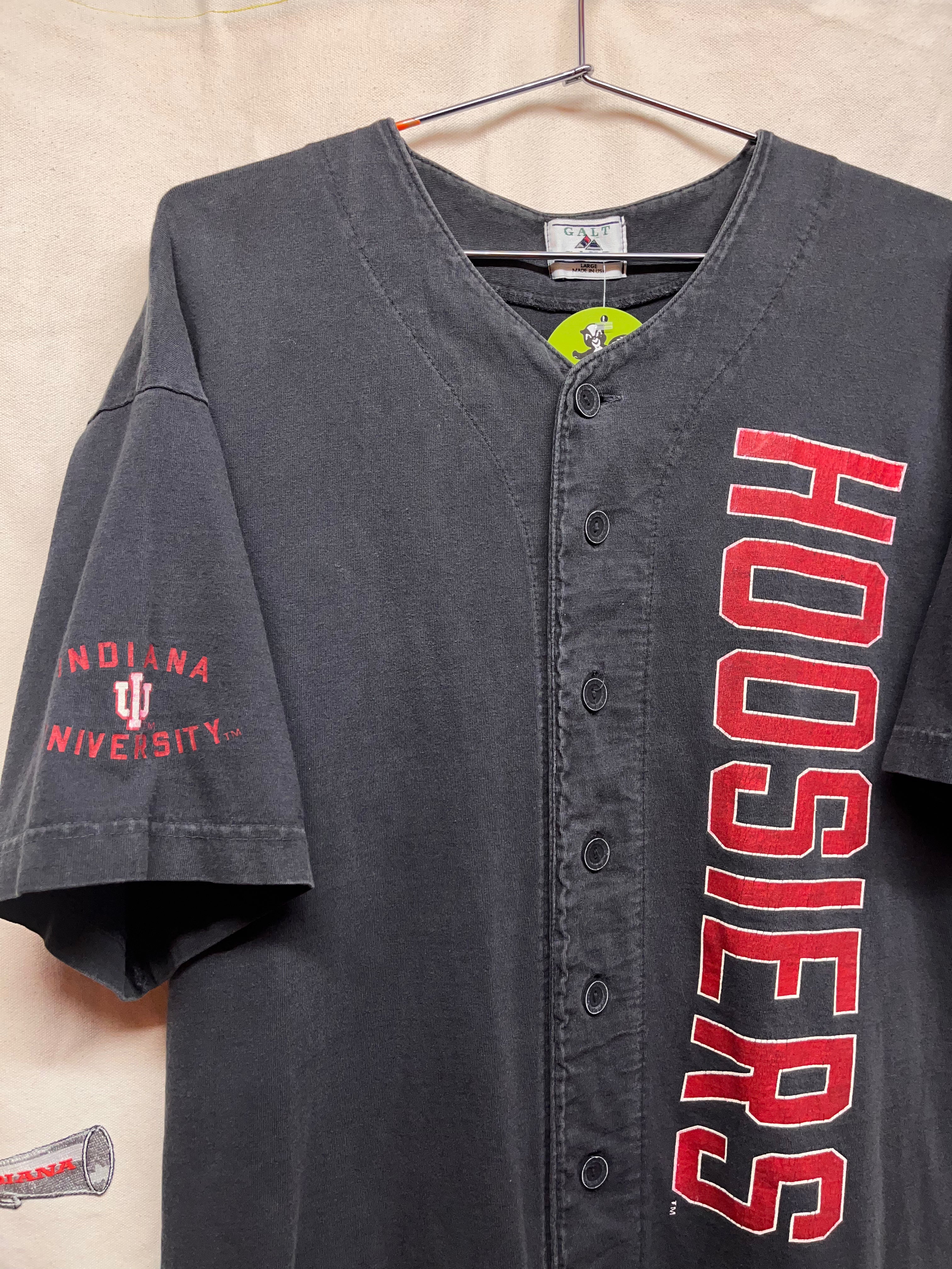 Vintage Indiana University Hoosiers IU Black Galt Sand Cotton Baseball Jersey: Large