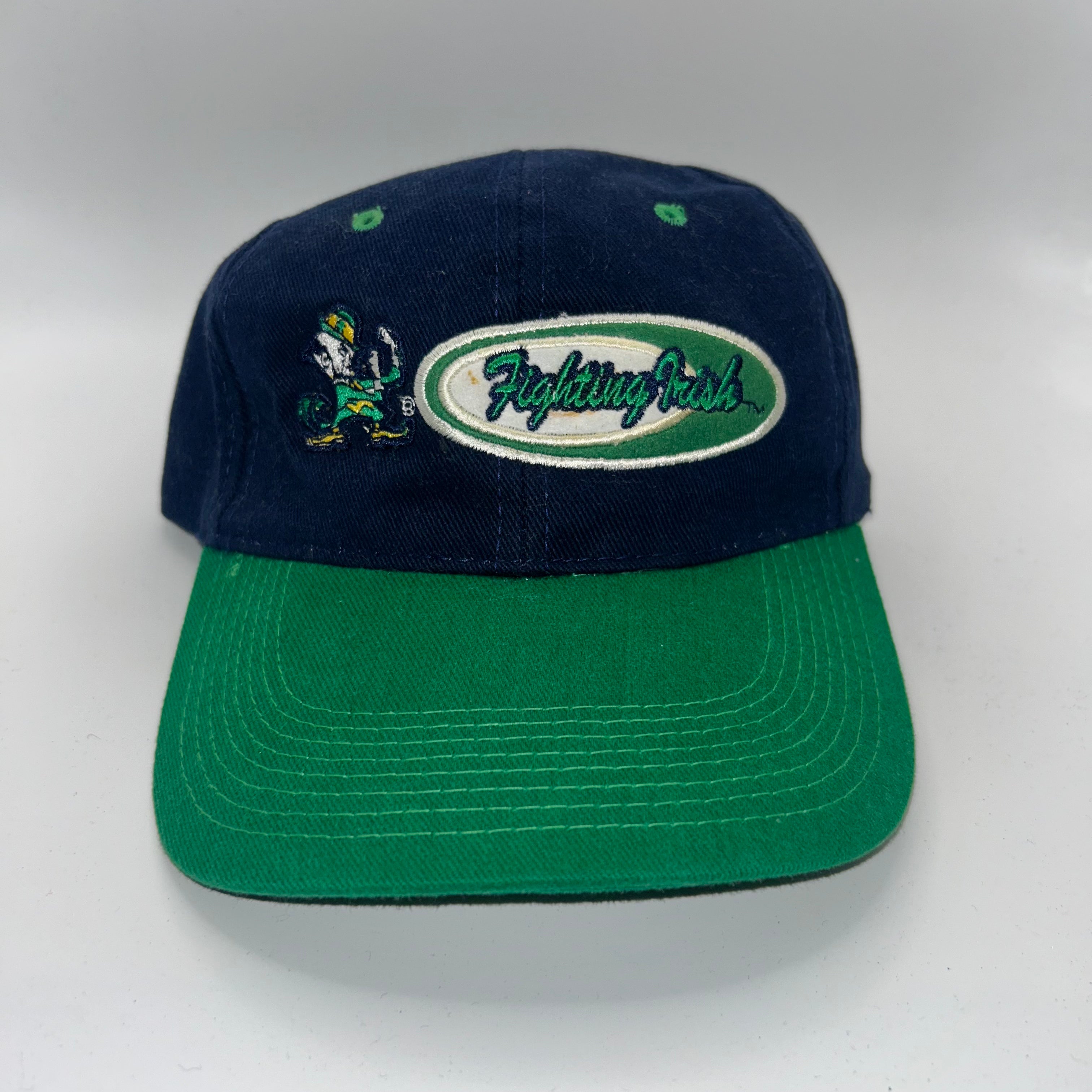 Vintage University of Notre Dame Fighting Irish Navy Green Strapback Hat