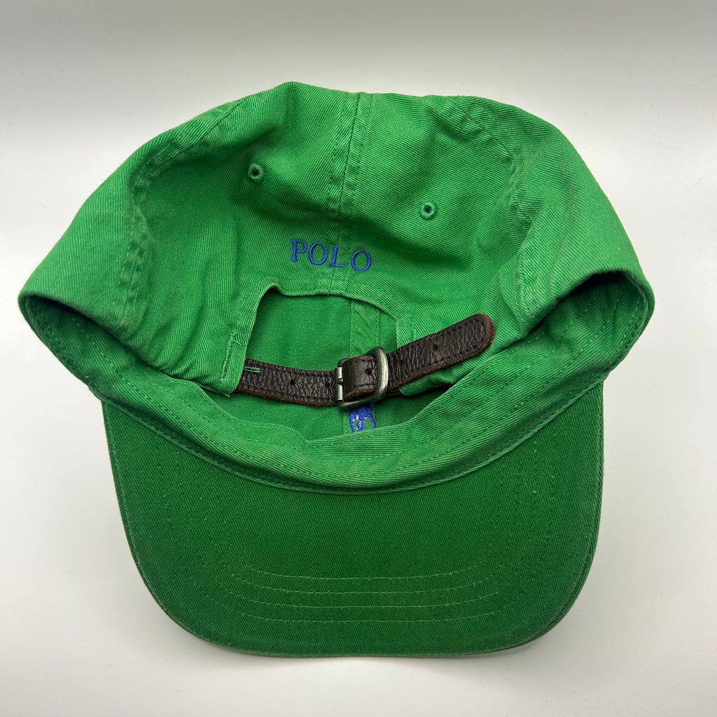 Vintage Polo Ralph Lauren Green Pony Leather Strapback Hat