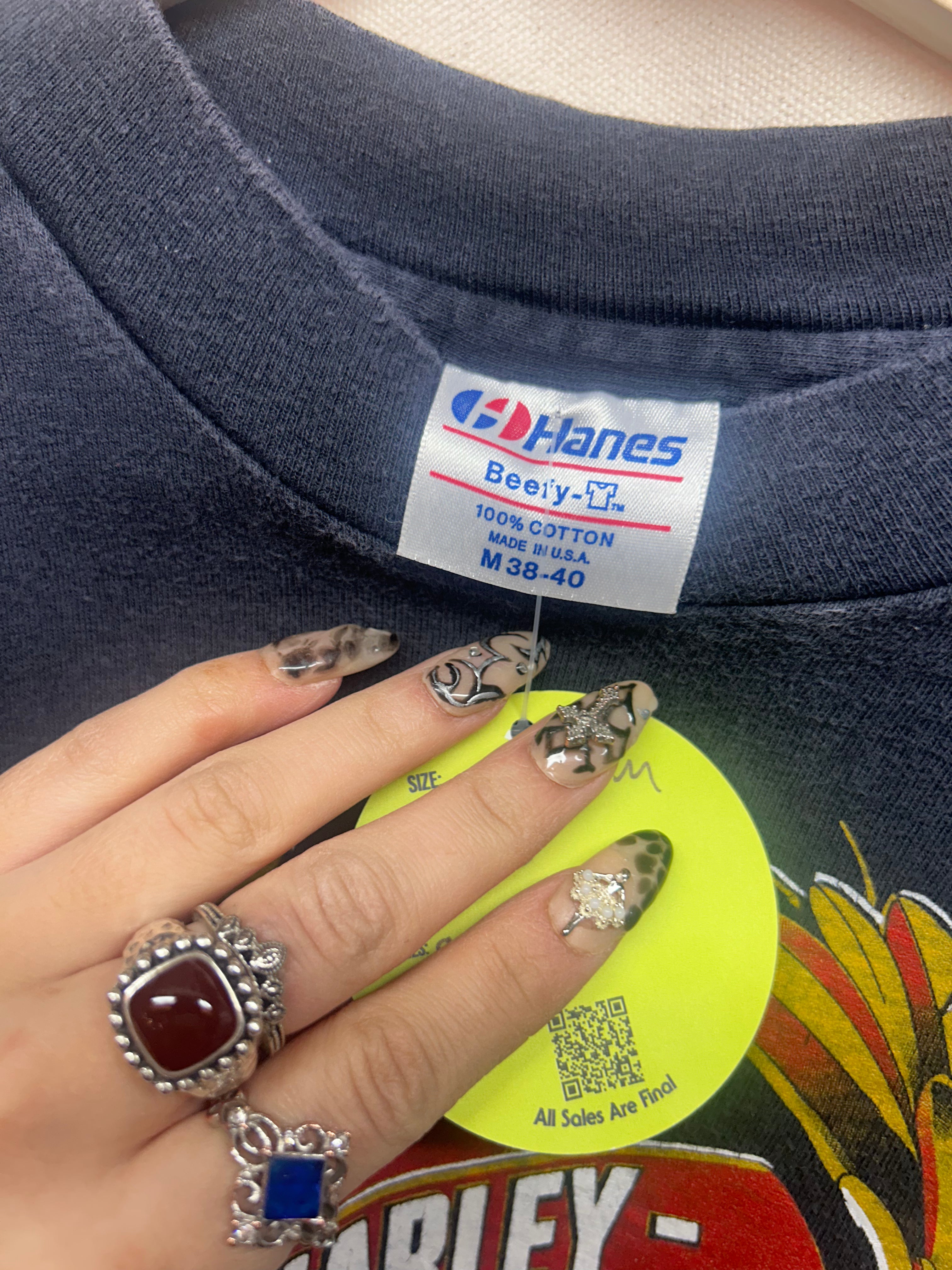 Vintage Harley Davidson Motocycles 80s Eagle Graphic Long Sleeve: Medium