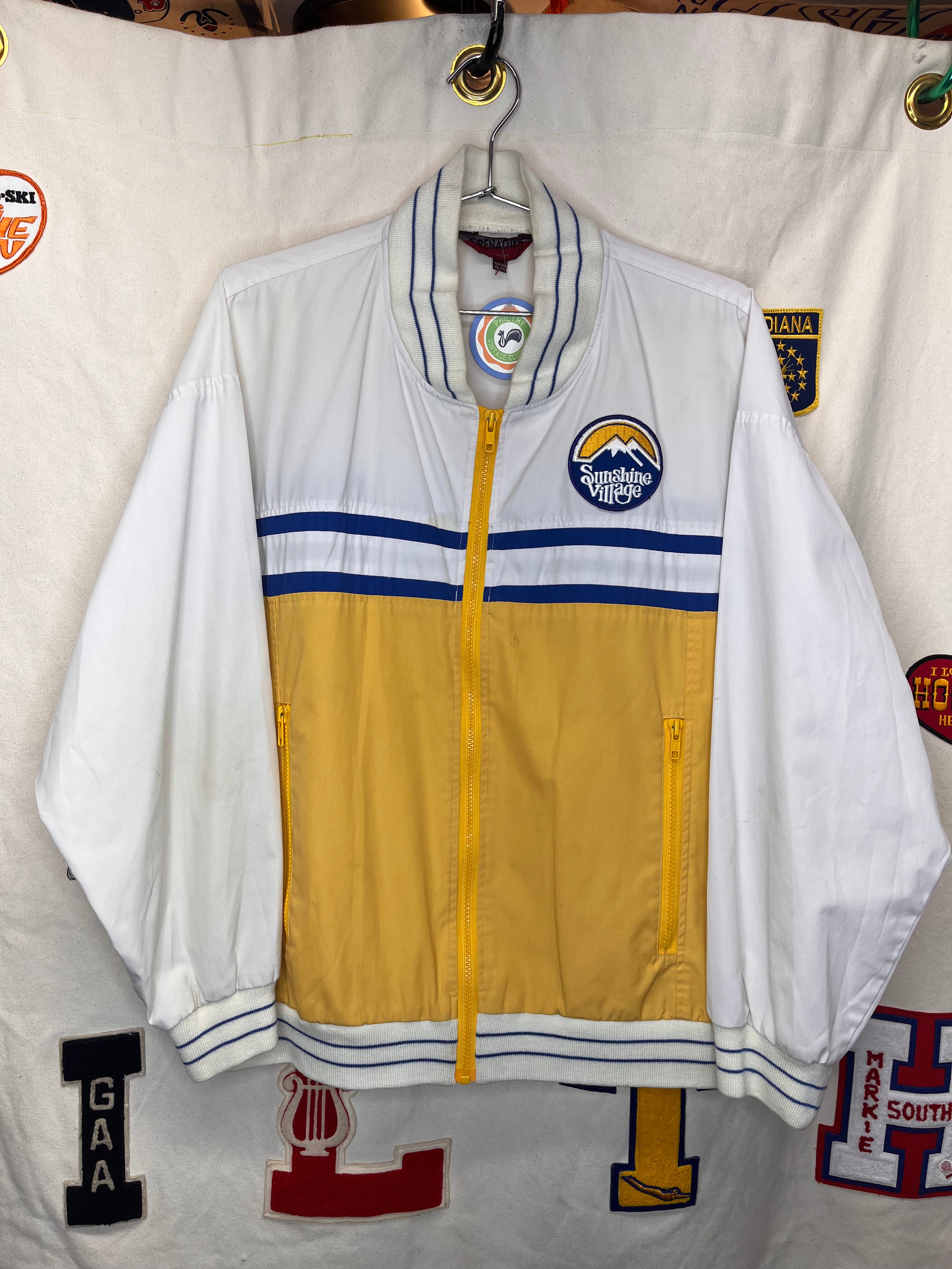 Vintage Banff Sunshine Village Ski Resort Patch Zip Up Windbreaker Jacket: XL