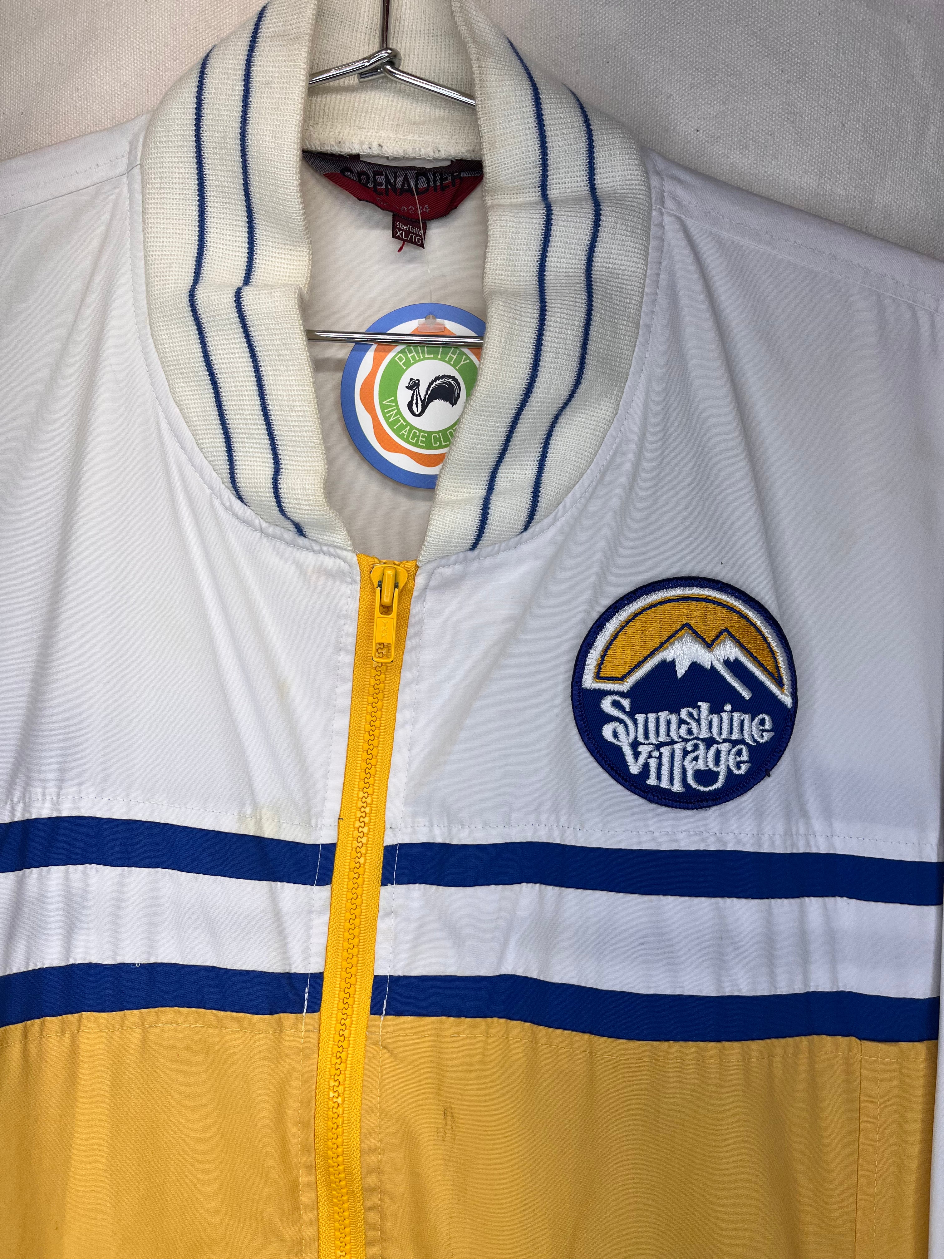 Vintage Banff Sunshine Village Ski Resort Patch Zip Up Windbreaker Jacket: XL