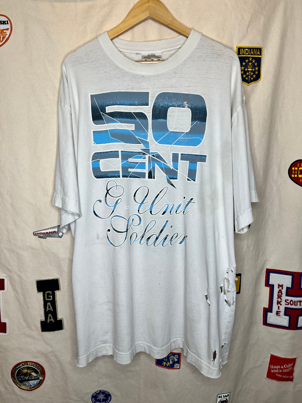 Vintage 50 Cent G Unit Soldier White Rap T-Shirt: 3XL