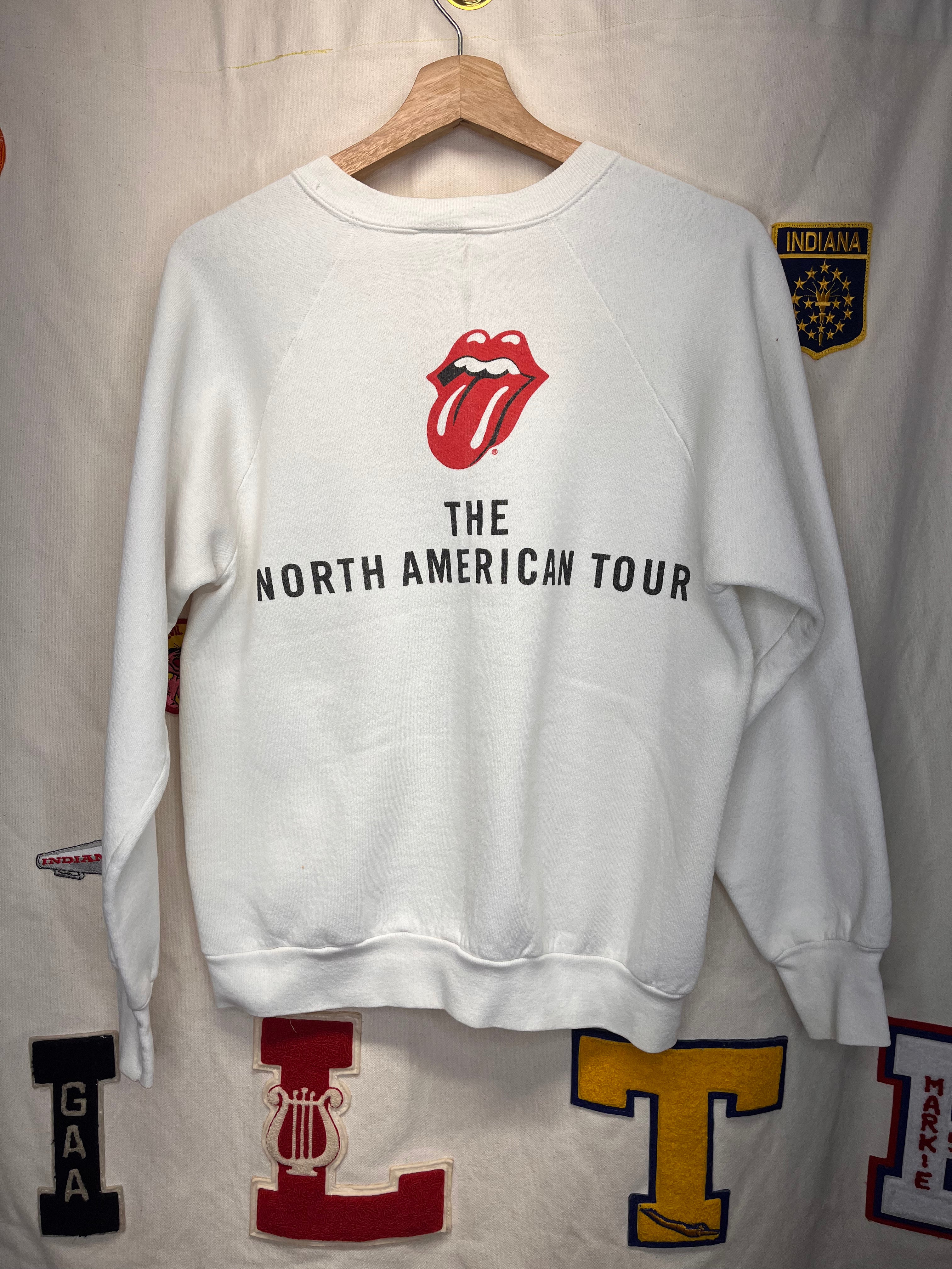 Vintage The Rolling Stones Tongue 1989 North American Tour White Sweatshirt: Large