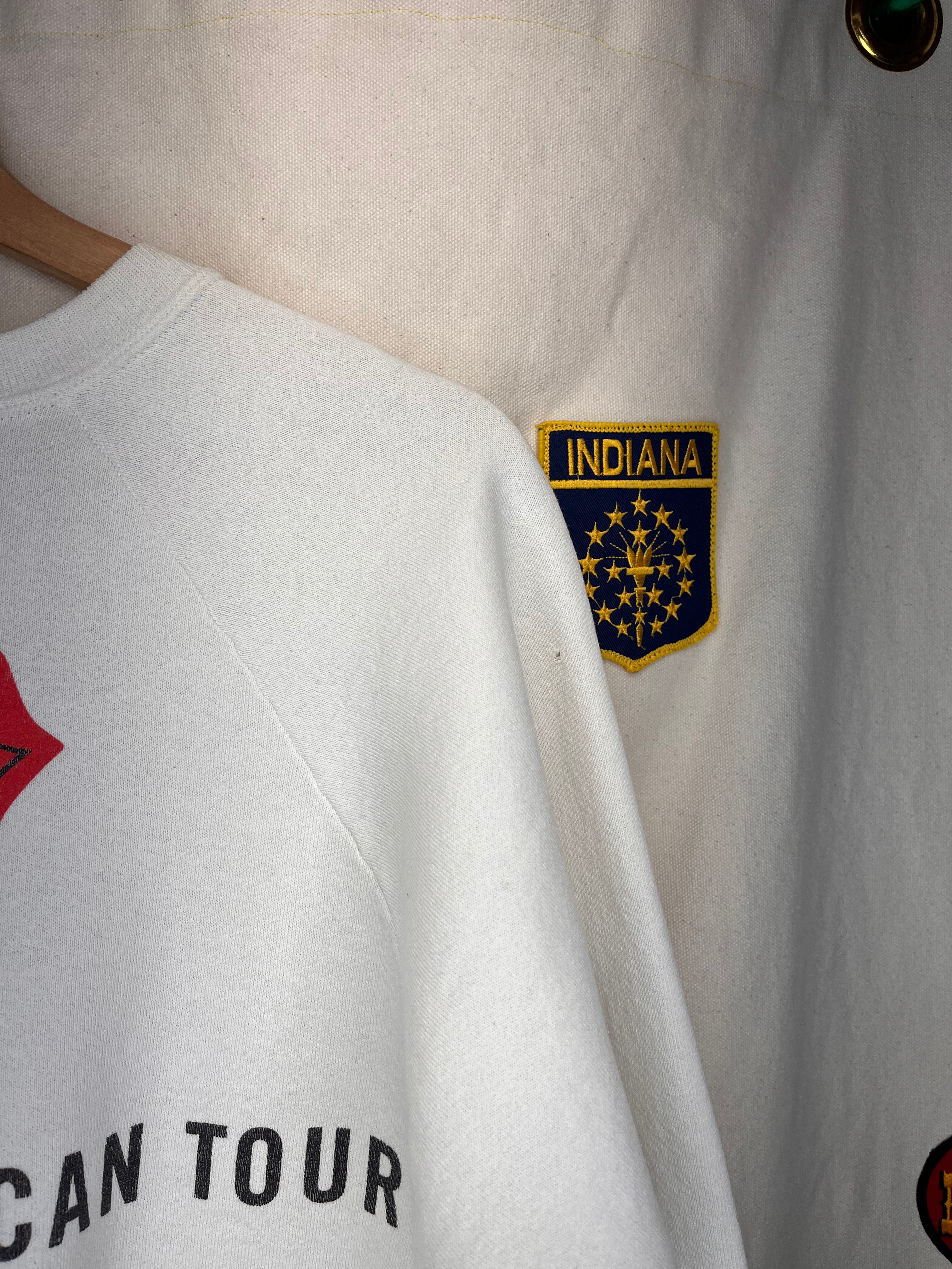 Vintage The Rolling Stones Tongue 1989 North American Tour White Sweatshirt: Large