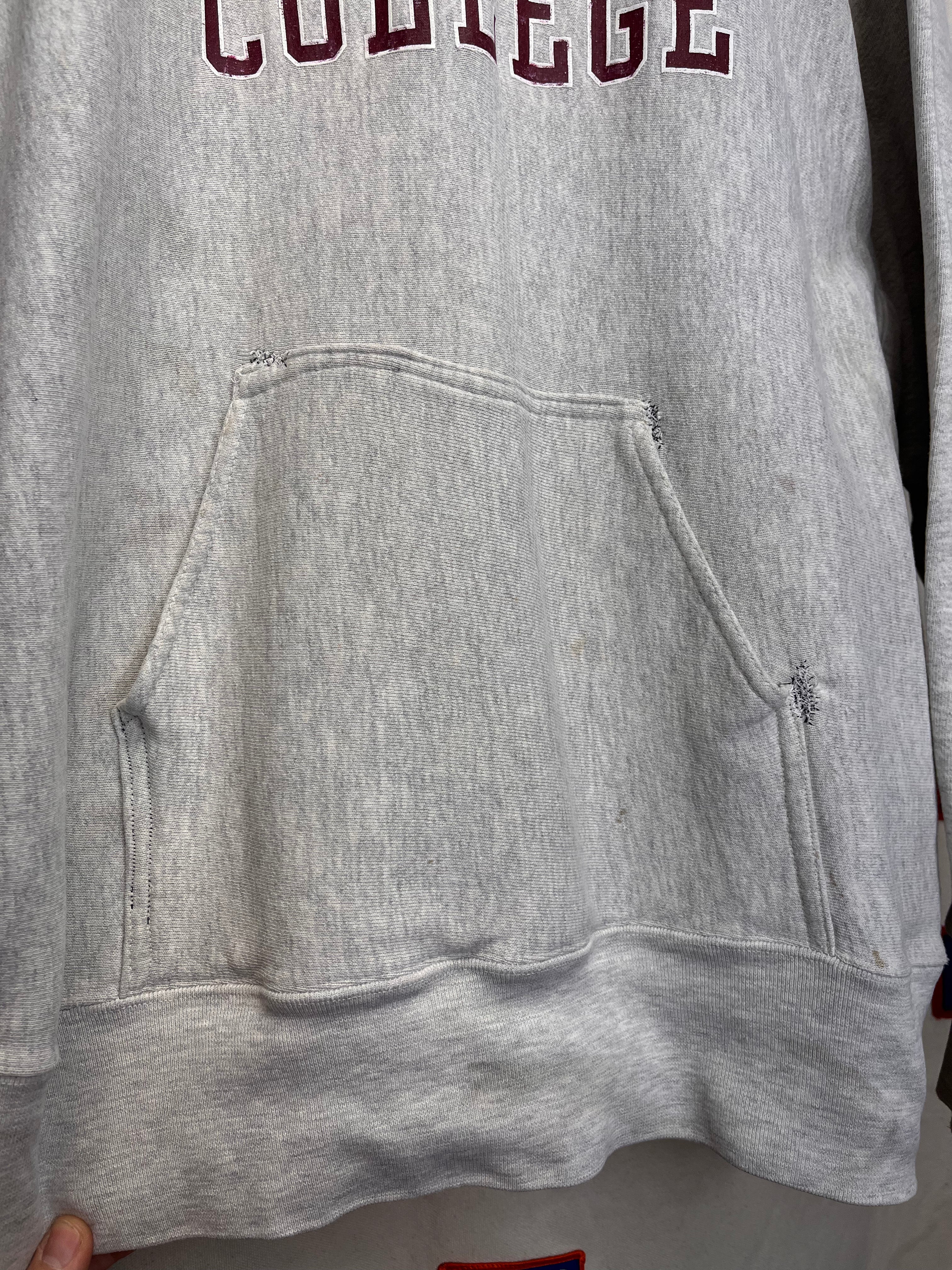 Vintage Eureka College Reverse Weave Gribble Grey Sweatshirt Hoodie: XL