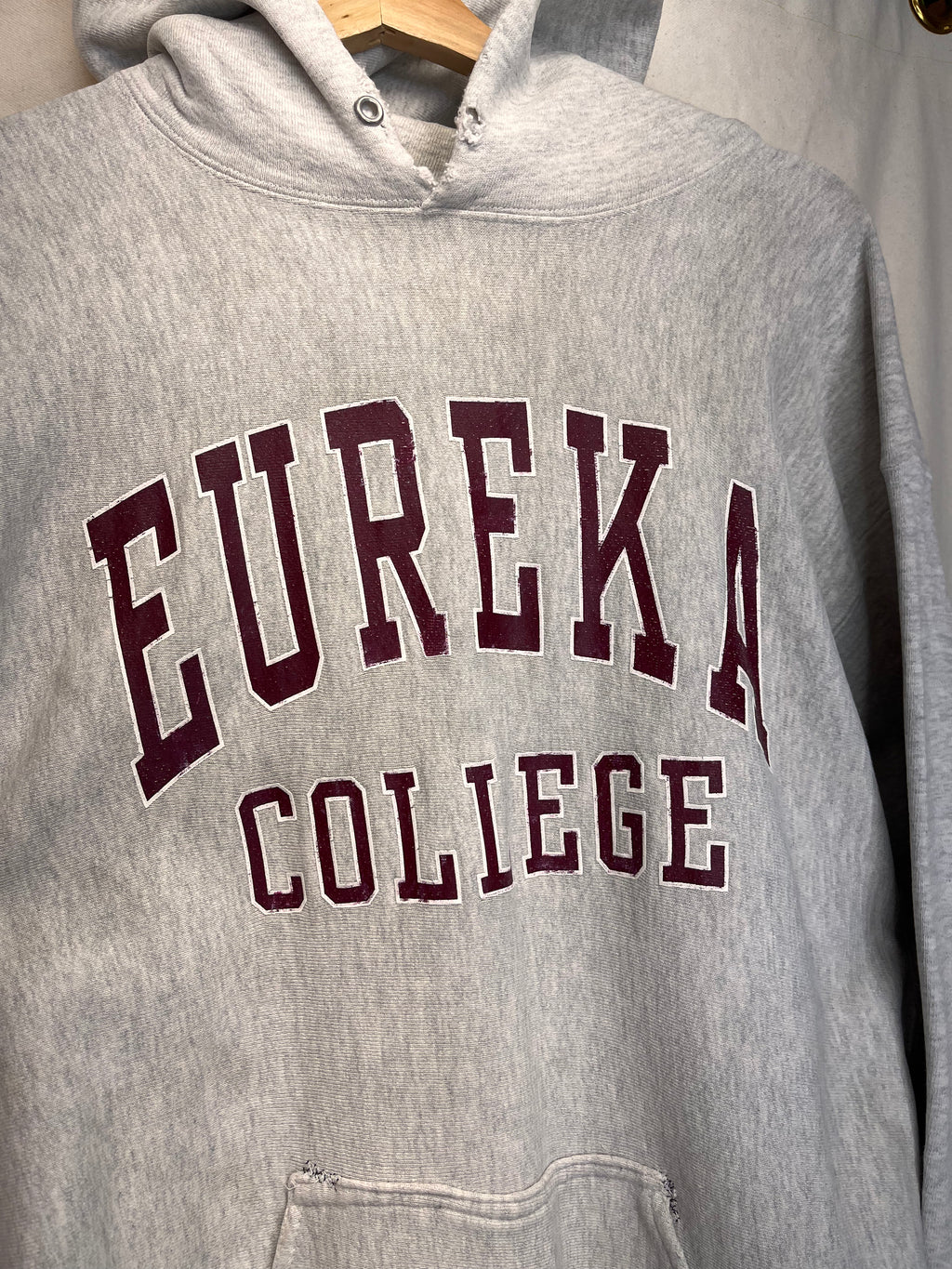 Vintage Eureka College Reverse Weave Gribble Grey Sweatshirt Hoodie: XL