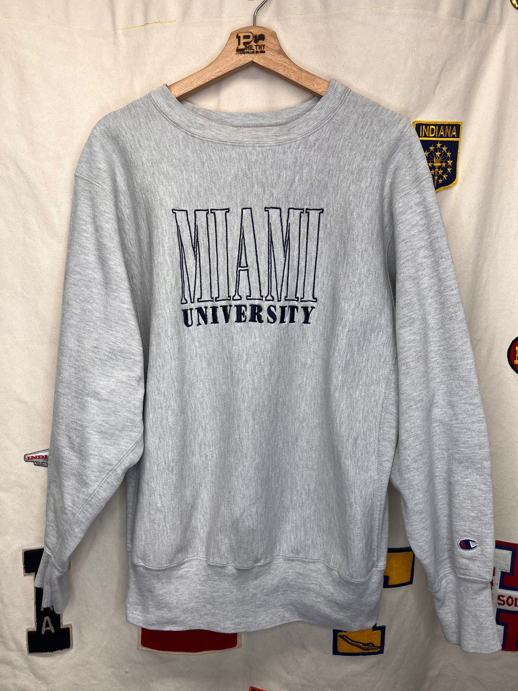 Vintage Miami Ohio University Grey Champion Reverse Weave Sweatshirt: XL