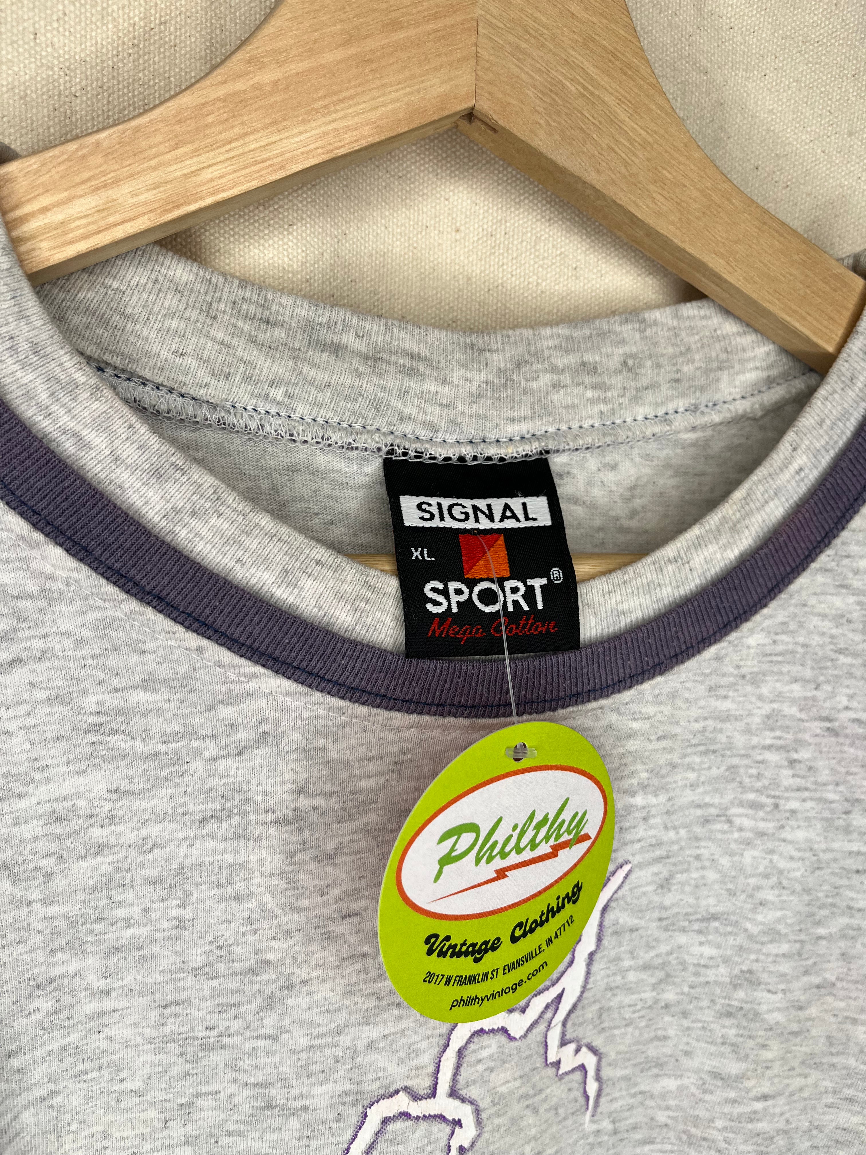 Vintage Georgetown Lightening Gray Faded Colorblock T-Shirt: XL