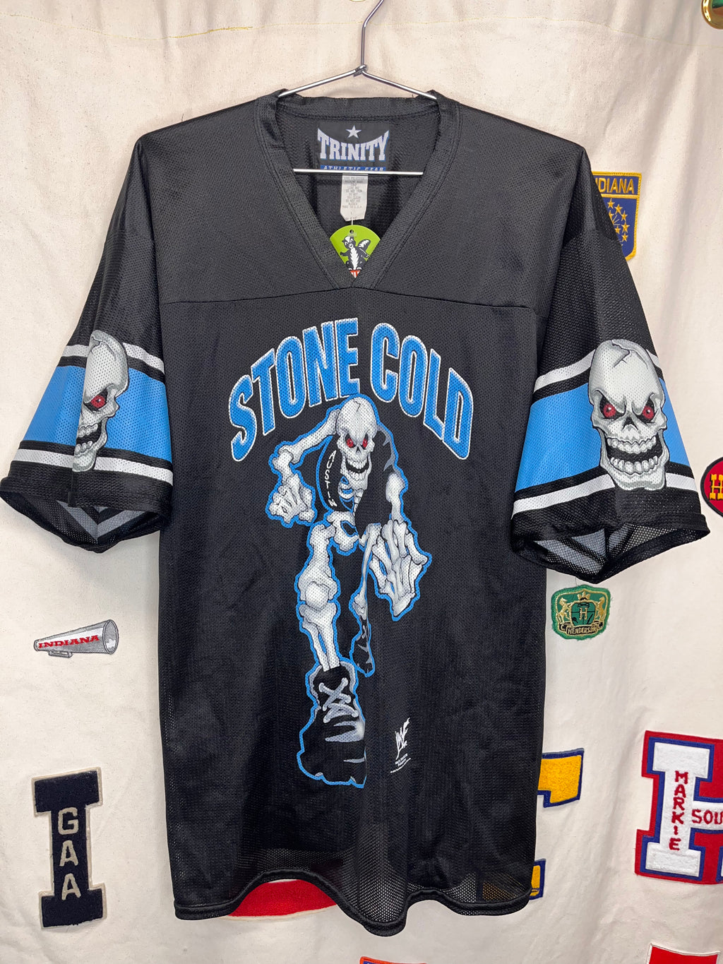 Vintage Stone Cold Steve Austin Skeleton Skull Wrestling WWF WWE Black Mesh Jersey: Large
