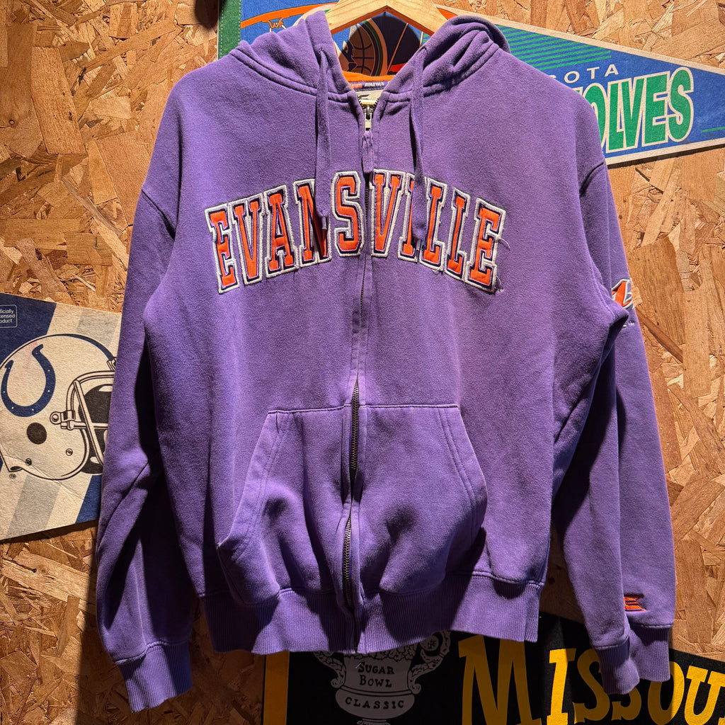 Vintage University of Evansville Purple Aces Zip-Up Hoodie: M