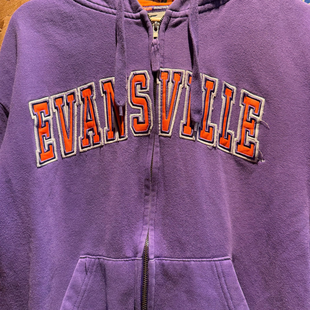 Vintage University of Evansville Purple Aces Zip-Up Hoodie: M