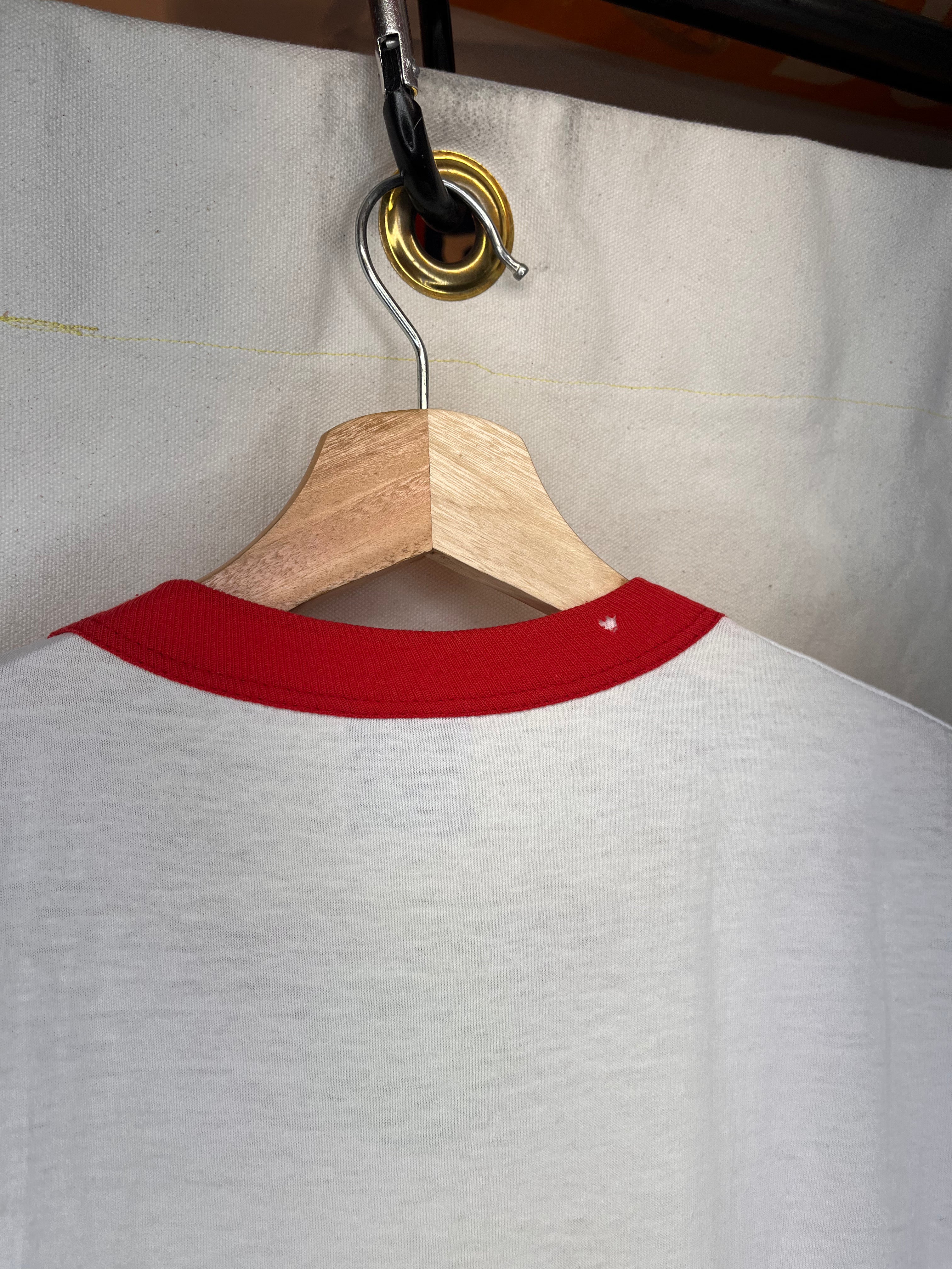 Vintage Hiram Hot Stuff Red Hot Schnapps Liquor Ringer 80's T-Shirt: XL