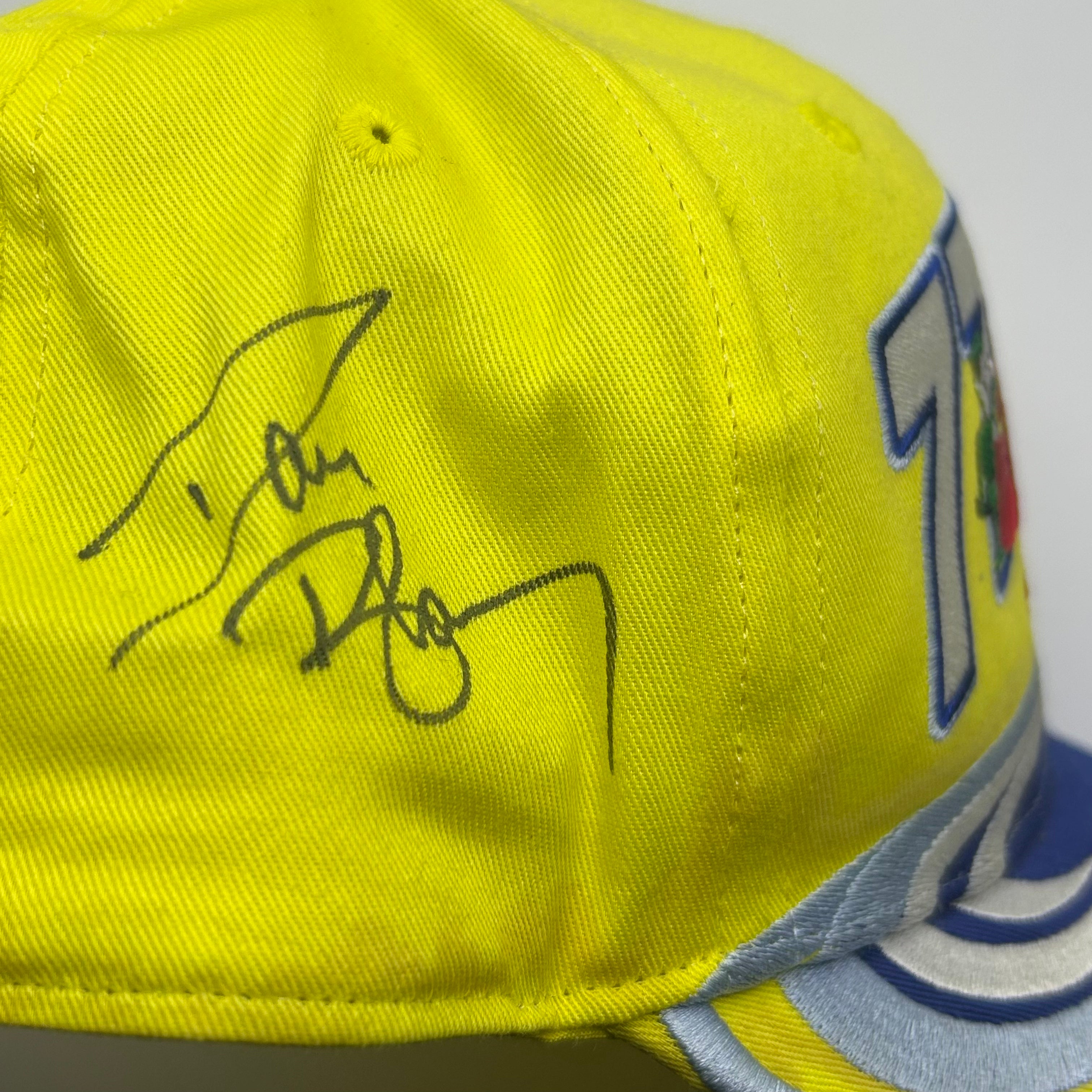 Vintage Jasper Engines Yellow NASCAR Racing 77 Autographed Snapback Hat