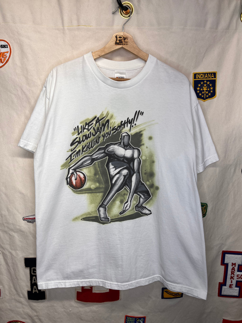 Vintage And 1 Y2K Like a Slow Jam I'm Killin' You Softly White Basketball T-Shirt: XL