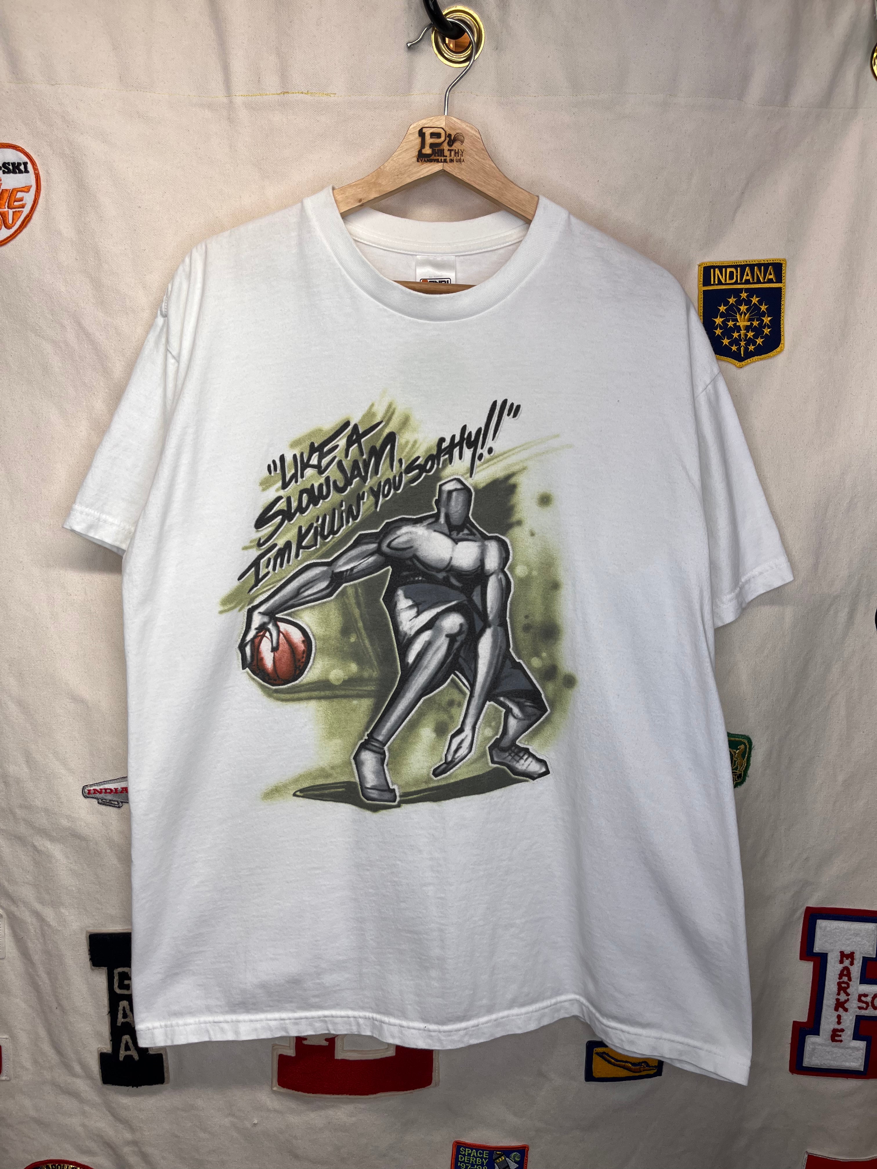 Vintage And 1 Y2K Like a Slow Jam I'm Killin' You Softly White Basketball T-Shirt: XL