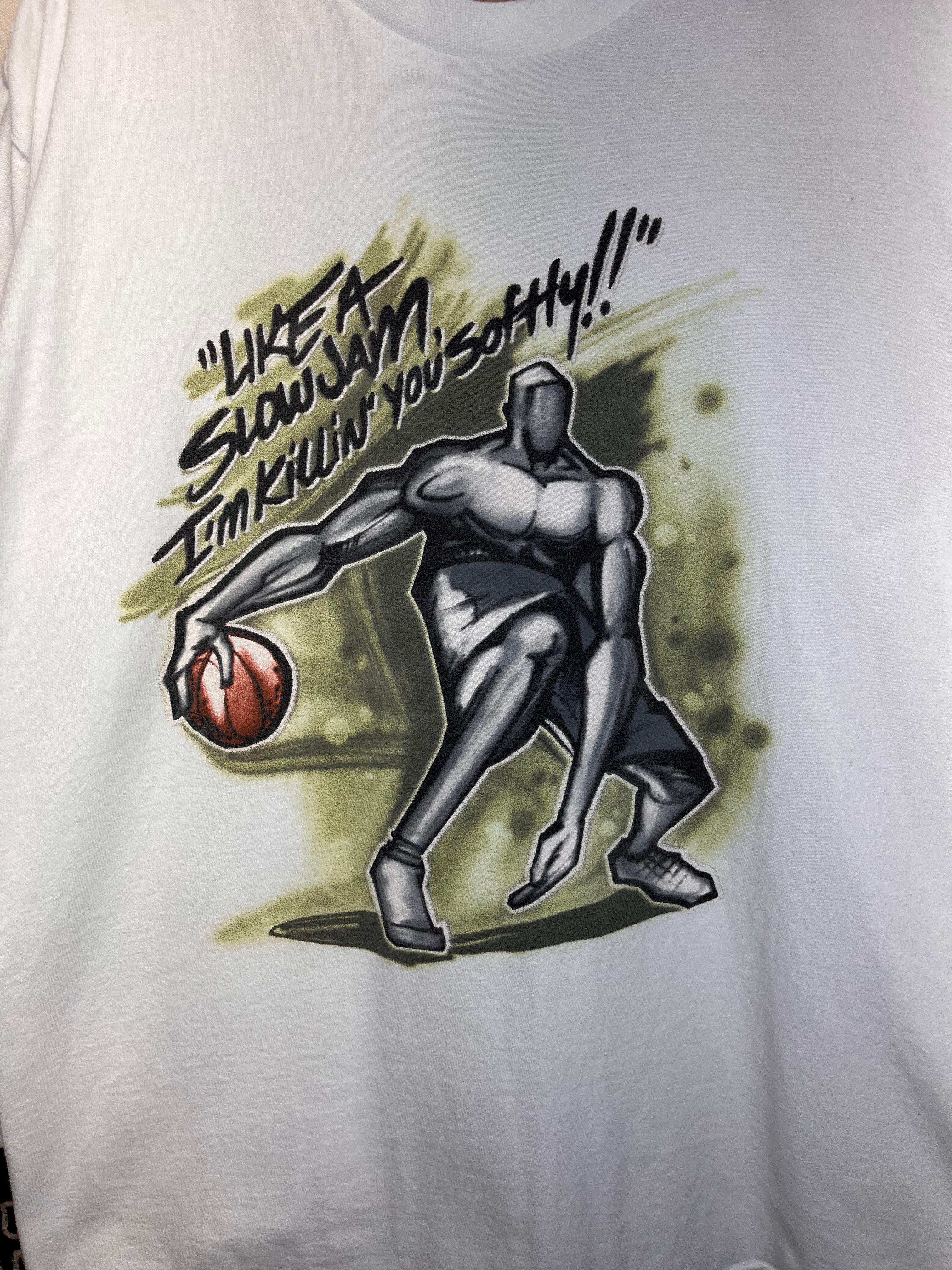 Vintage And 1 Y2K Like a Slow Jam I'm Killin' You Softly White Basketball T-Shirt: XL