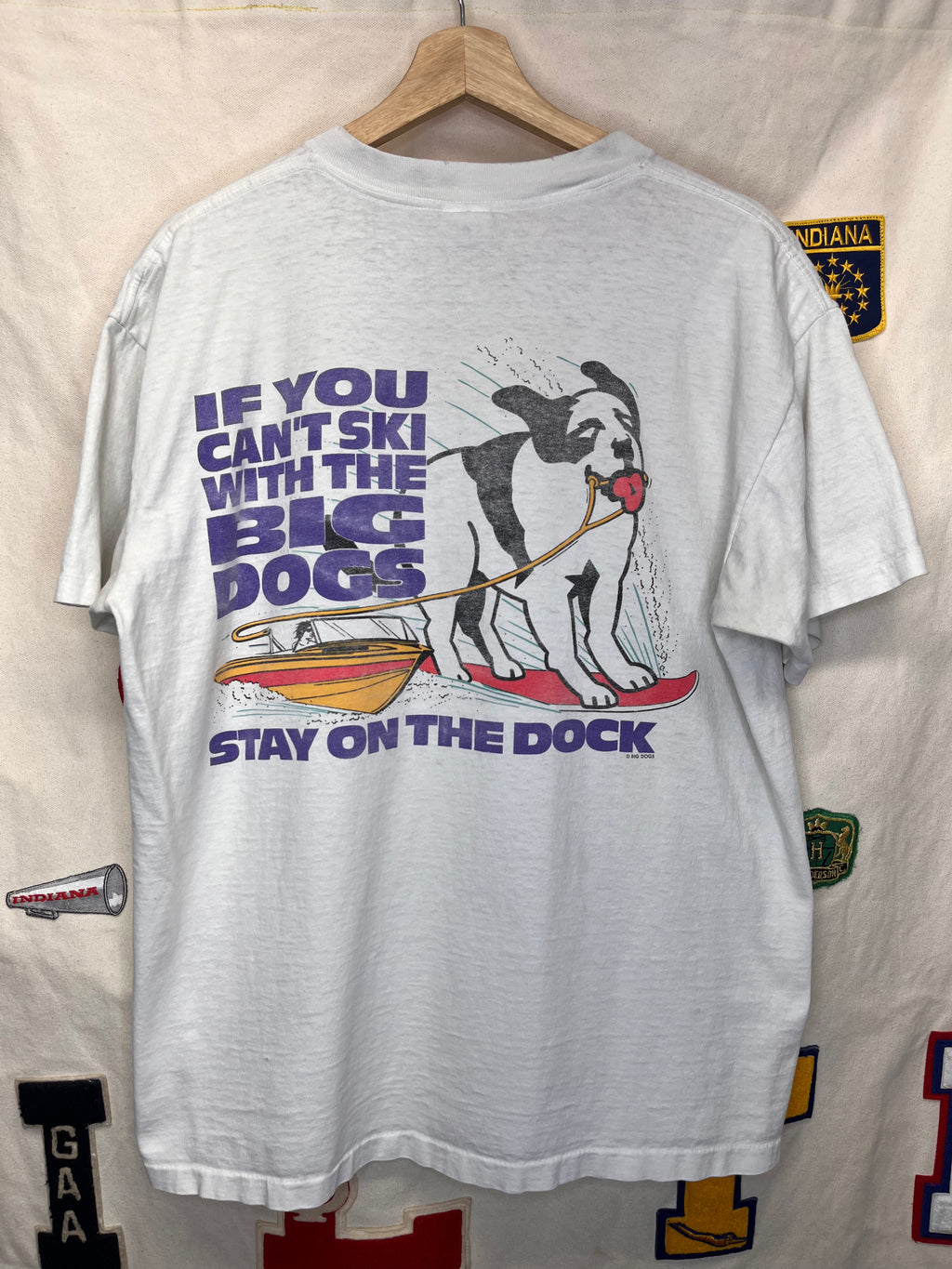 Vintage Big Dogs Water Ski Stay on The Dock White T-Shirt: XL
