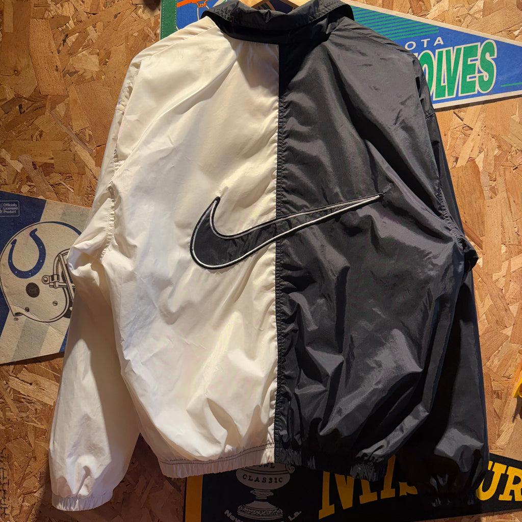 Vintage Nike Full-Zip Black and White Windbreaker Sport Jacket: S