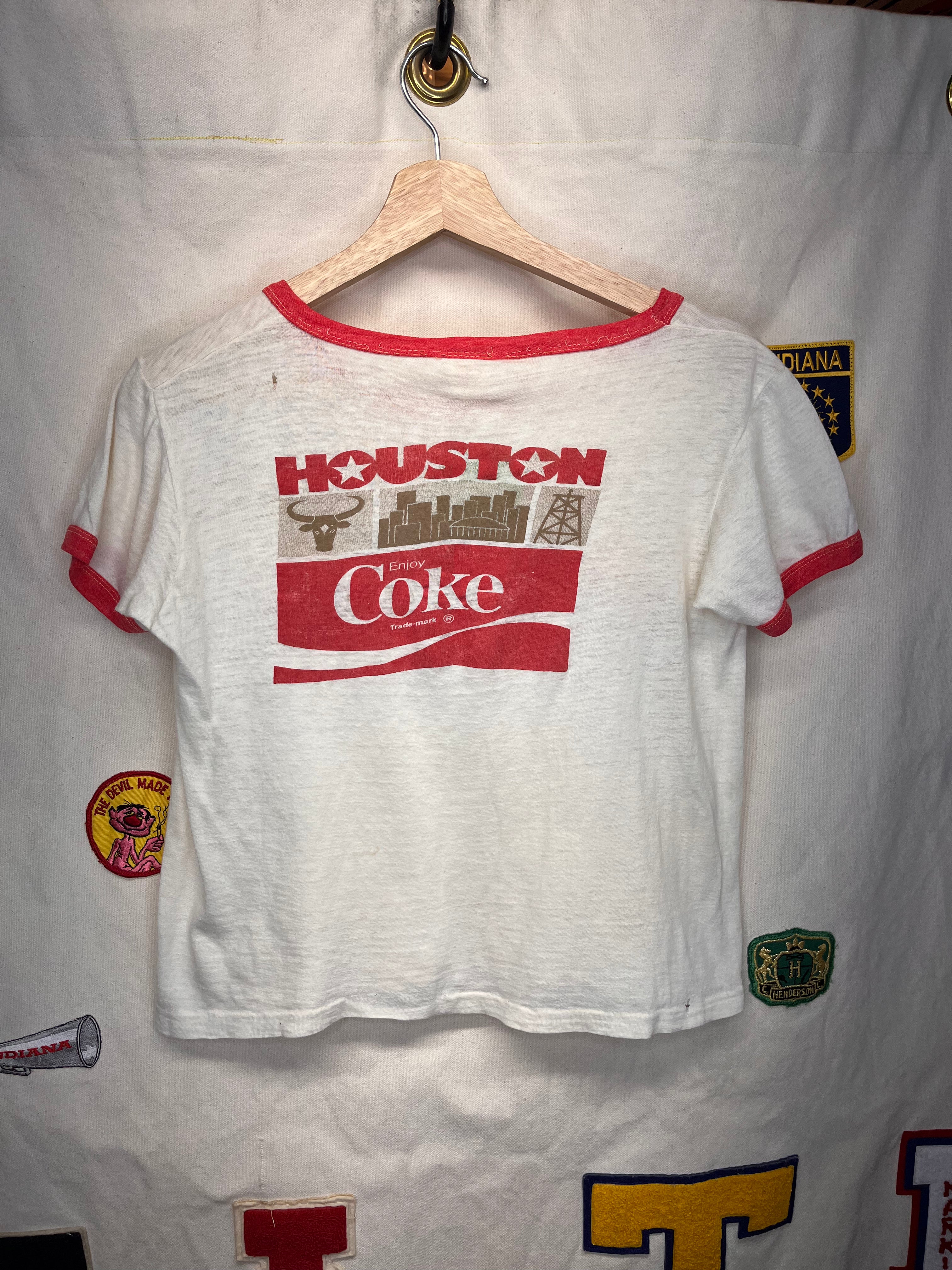 Vintage Houston Astros Baseball Coke 80's MLB Ringer T-Shirt: X-Small