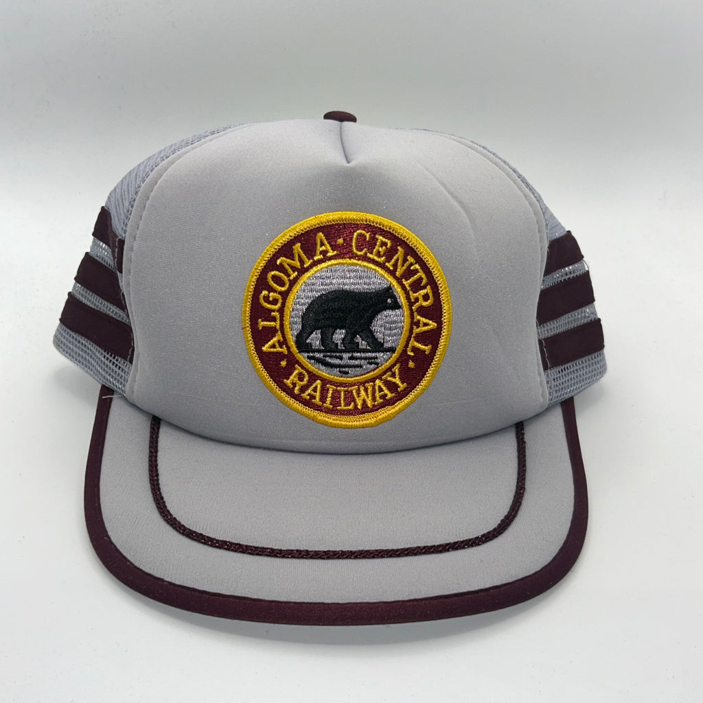 Vintage Algoma Central Railway 3 Stripe Grey Patch Snapback Hat