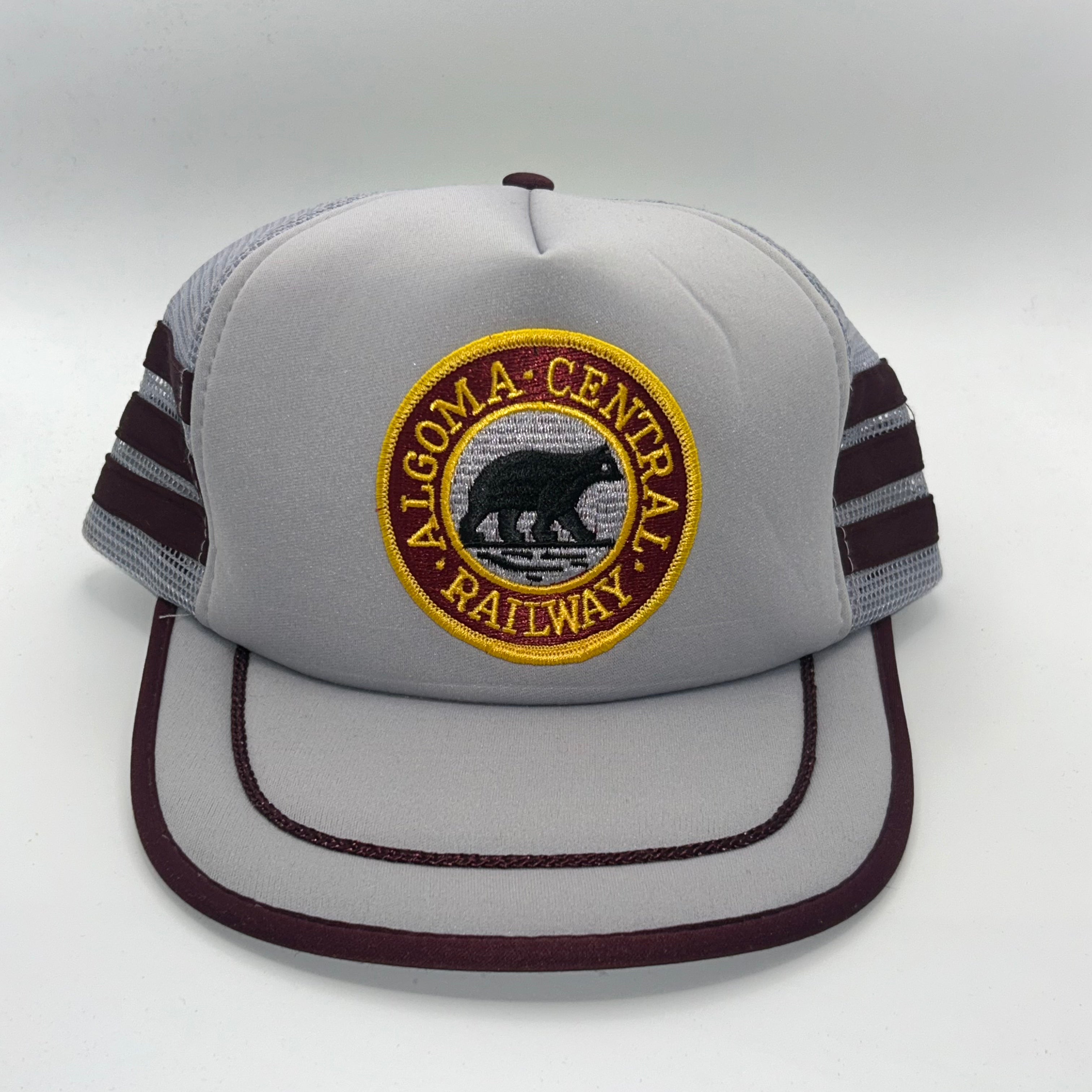 Vintage Algoma Central Railway 3 Stripe Grey Patch Snapback Hat
