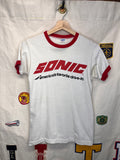 Vintage Sonic America's Favorite Drive-In Champion Ringer White Red T-Shirt: Small