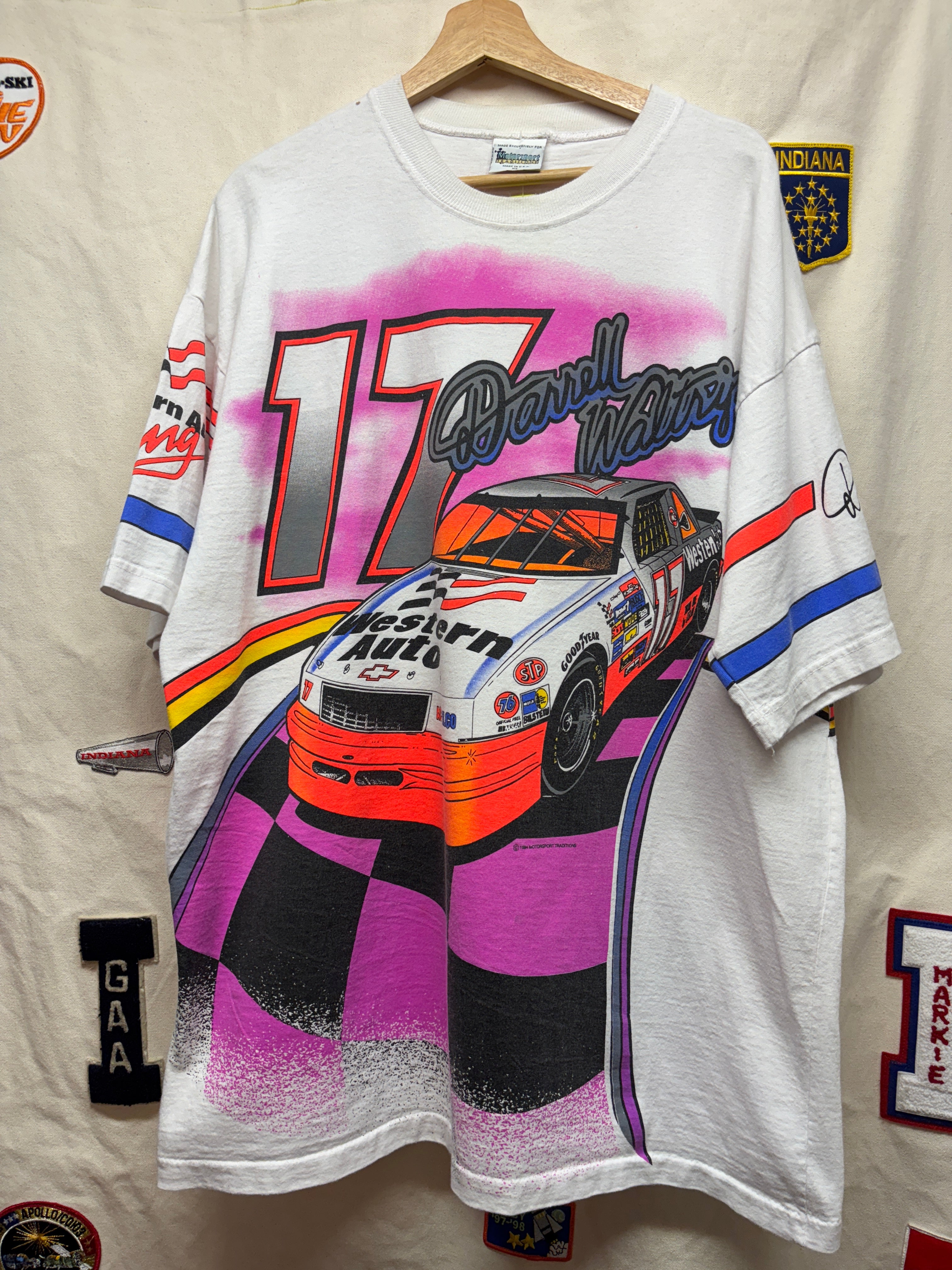 Vtg Darrell Waltrip NASCAR All Over Print T-Shirt: XL