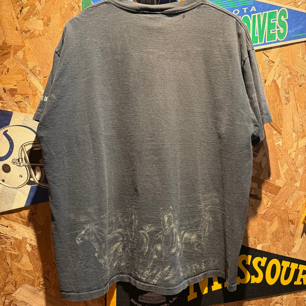 Vintage CMJ Chincoteague Island Horse All-Over Graphic T-Shirt: XL