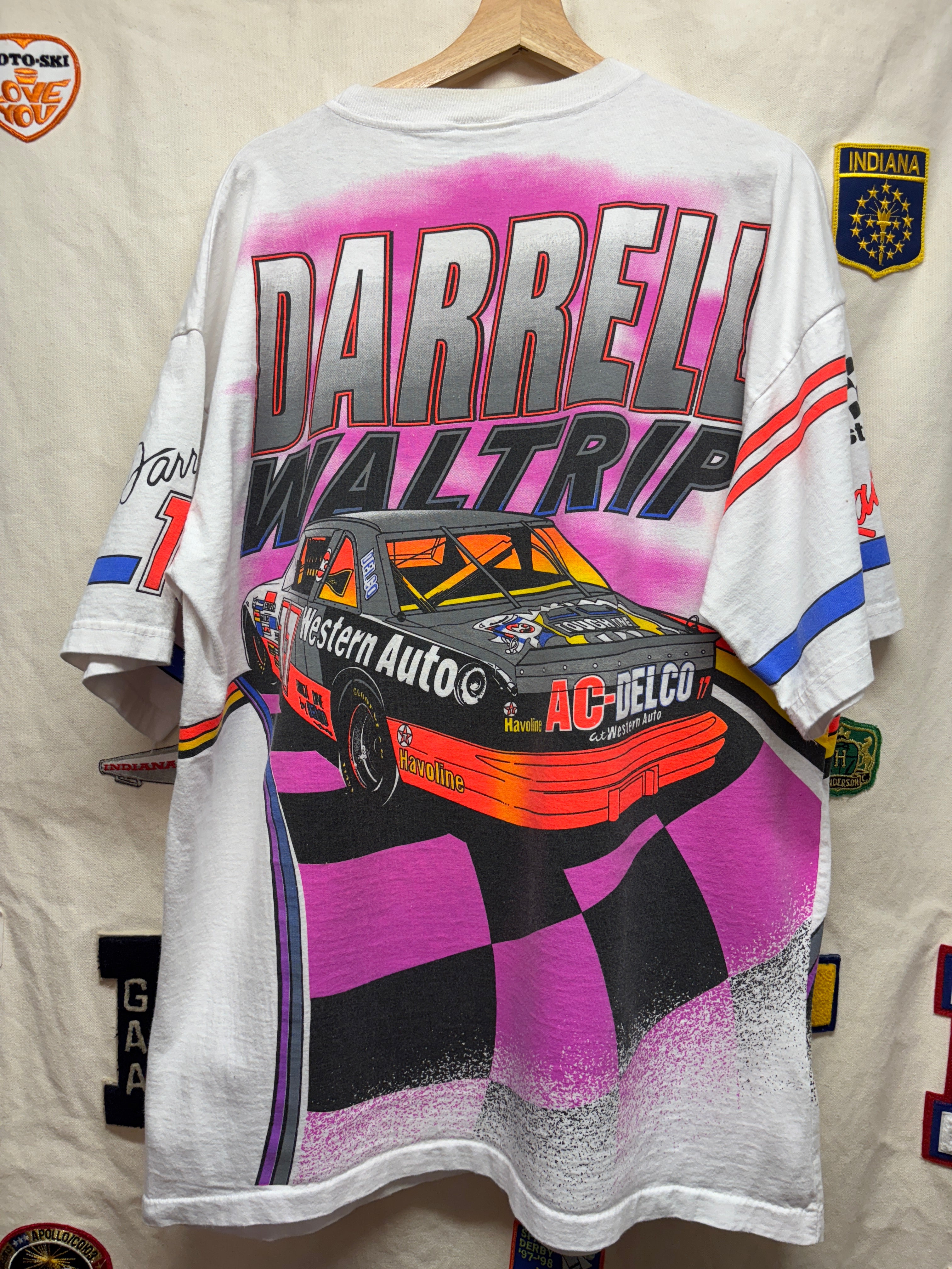 Vtg Darrell Waltrip NASCAR All Over Print T-Shirt: XL