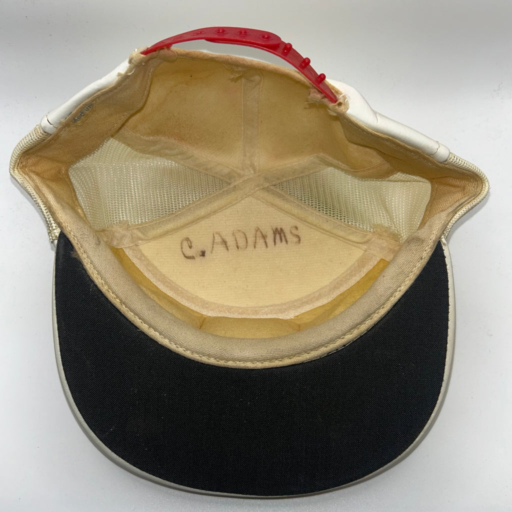 Vintage Coca Cola White Leather Mesh Pillbox 80's Patch Hat