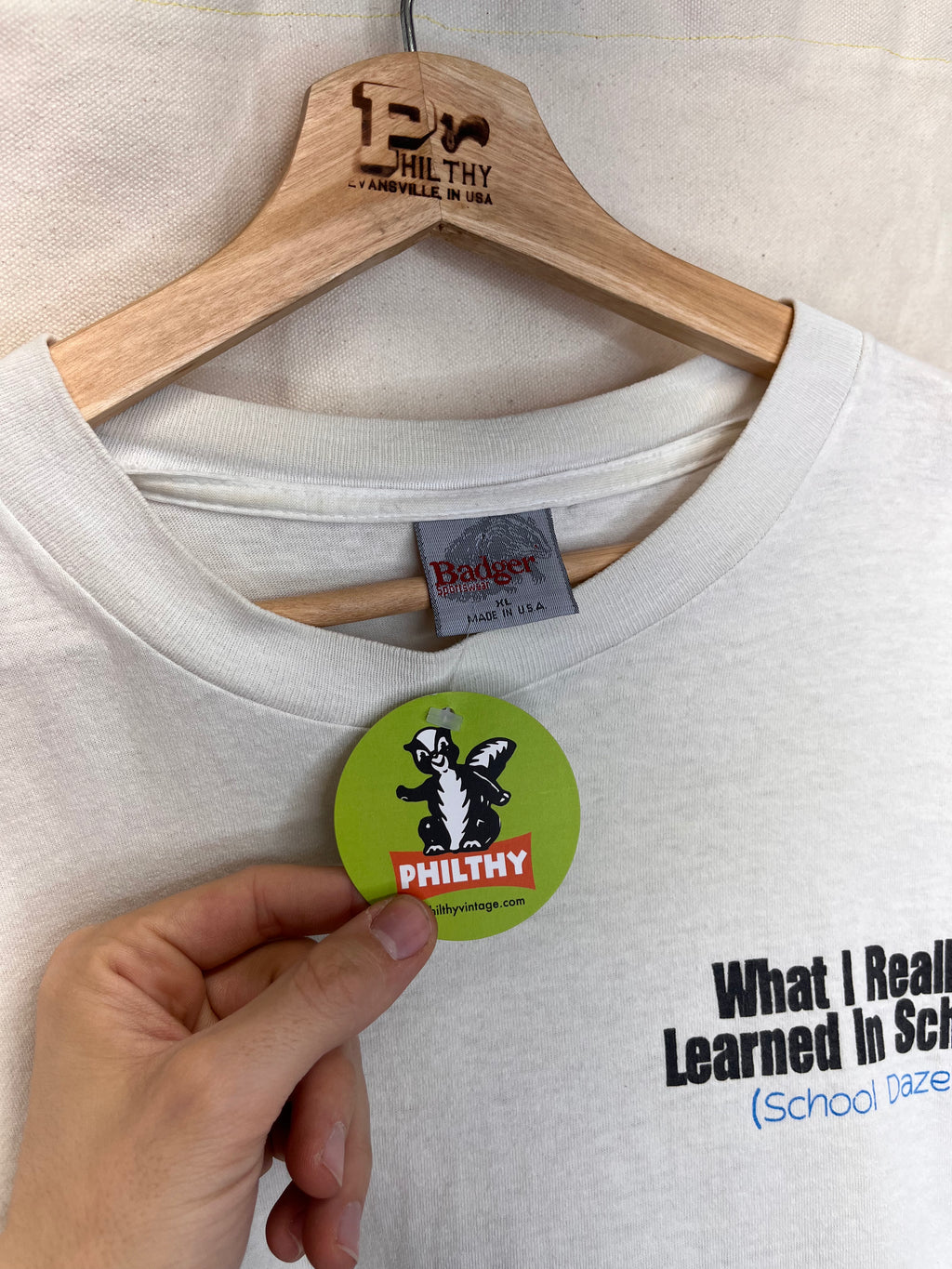 Vintage What I really Learned in School Daze Beer College White T-Shirt: XL