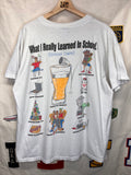 Vintage What I really Learned in School Daze Beer College White T-Shirt: XL