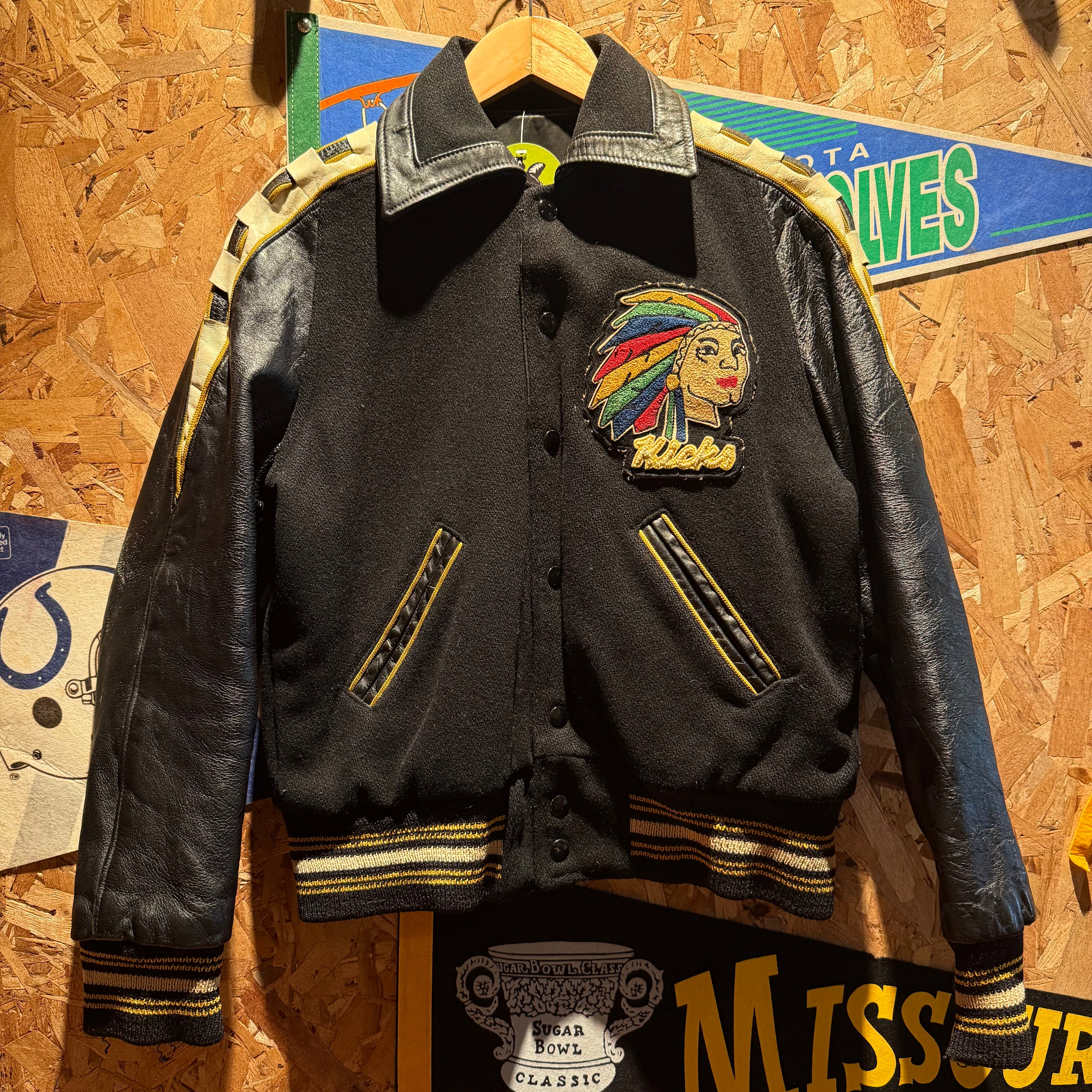 Vintage 1972 Owensville Kickapoos Community School Varsity Jacket: S