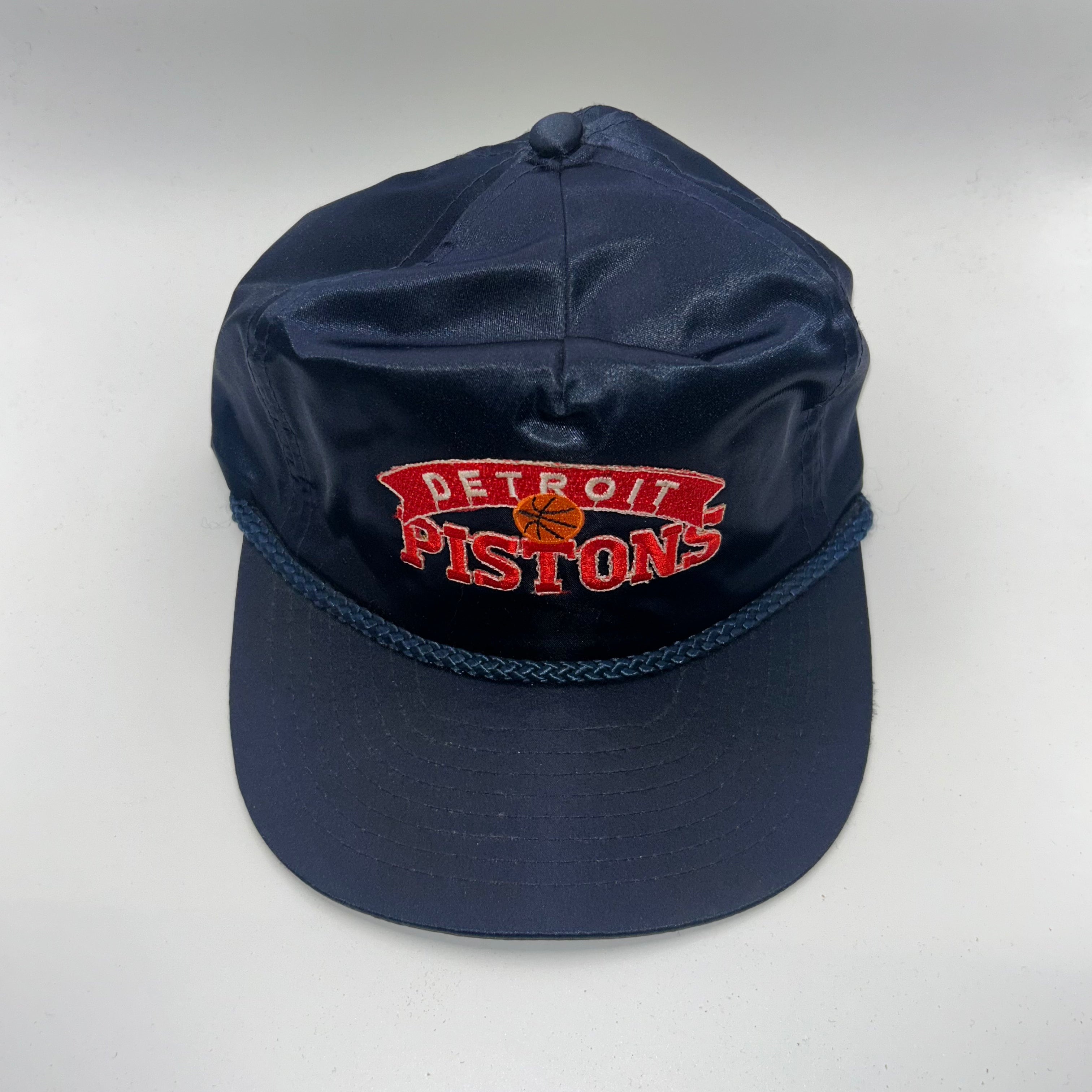 Vintage Detroit Pistons NBA 90's Patch Satin Navy Nissin Zip Back Hat
