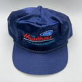 Vintage Ford Heartbreak of Todays Chevrolet Funny Rope Satin Navy Zip Back Hat