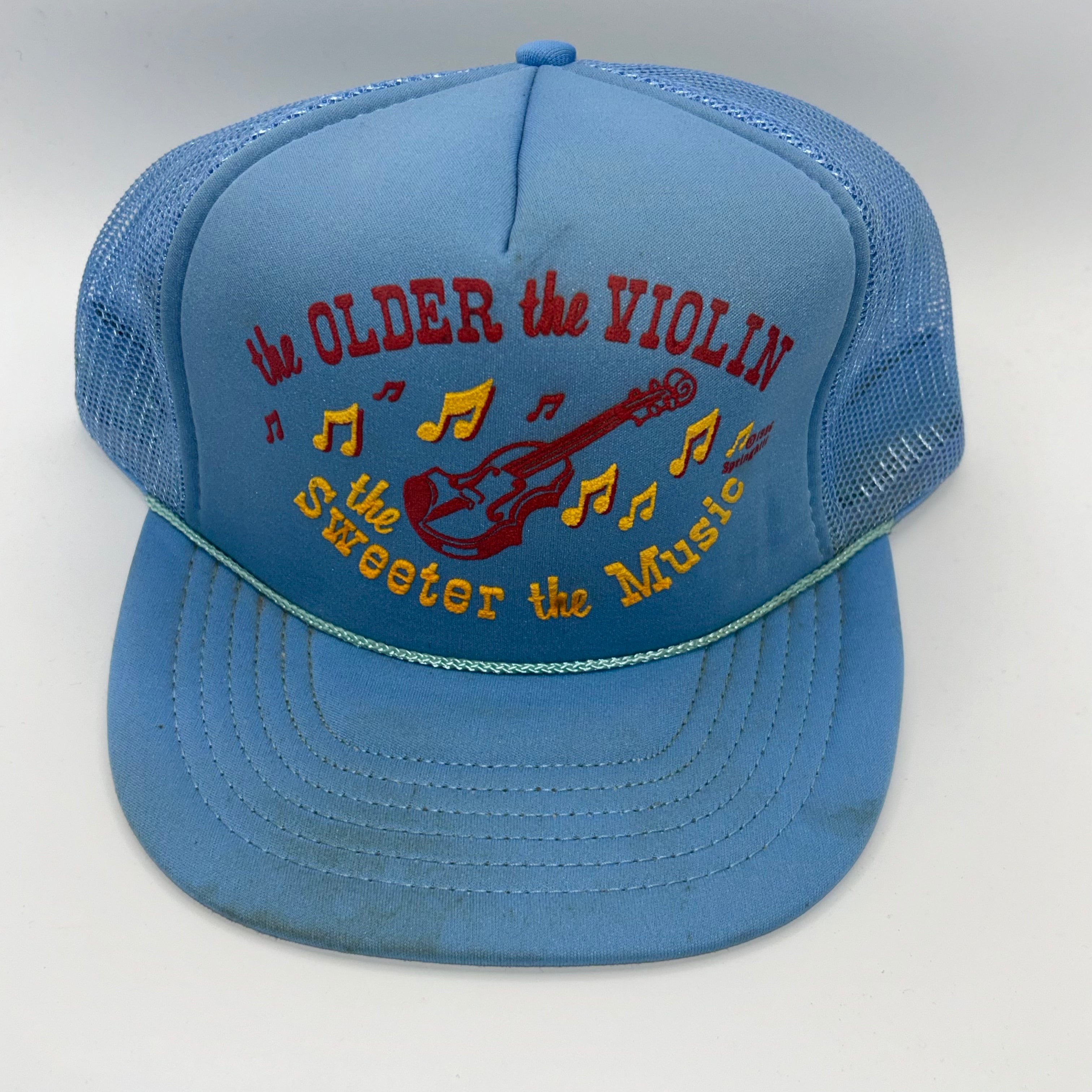 Vintage Older the Violin The Sweeter The Music Baby Blue Trucker Mesh Snapback Hat