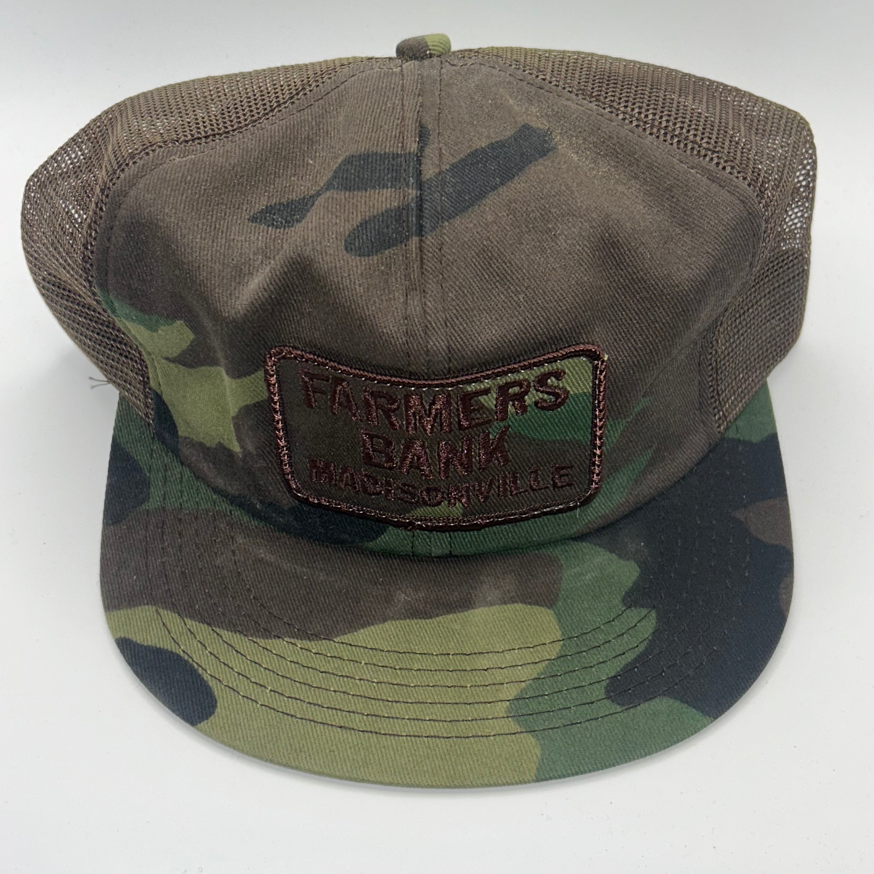 Vintage Farmers Bank Madisonville Kentucky K Product Camo Patch Snapback Hat