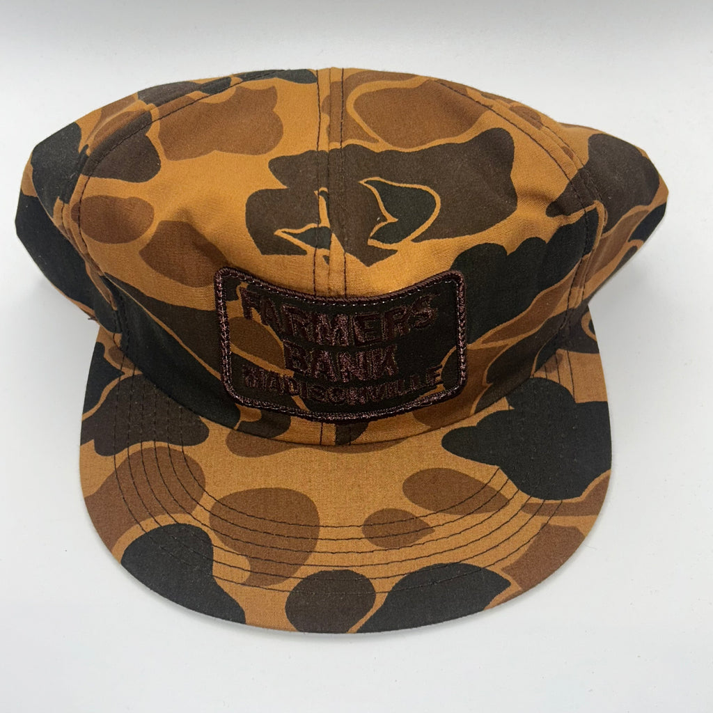 Vintage Duck Camo Farmers Bank Madisonville Kentucky K Product Trucker Patch Snapback Hat