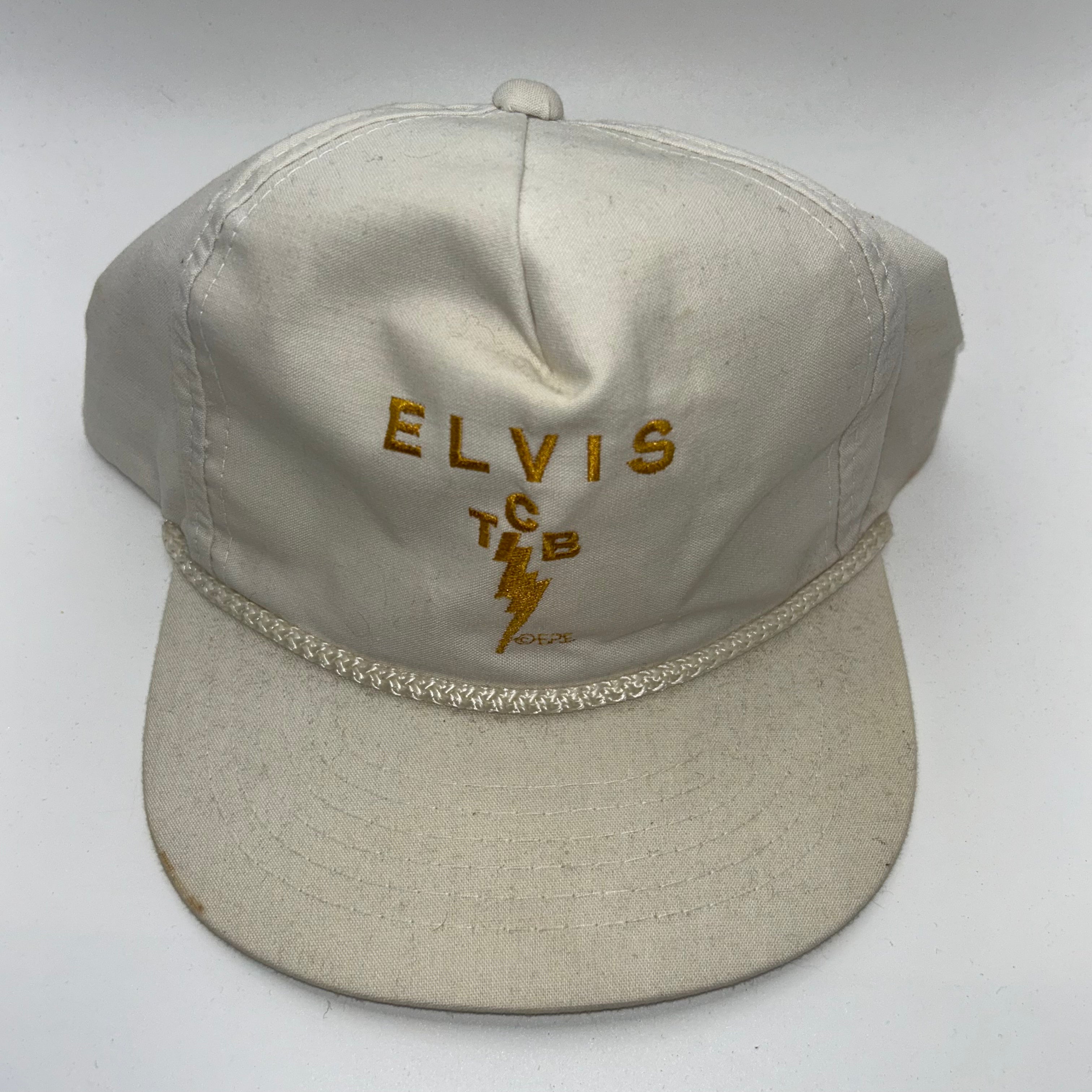 Vintage Elvis Presley TCB White Rope Snapback Hat