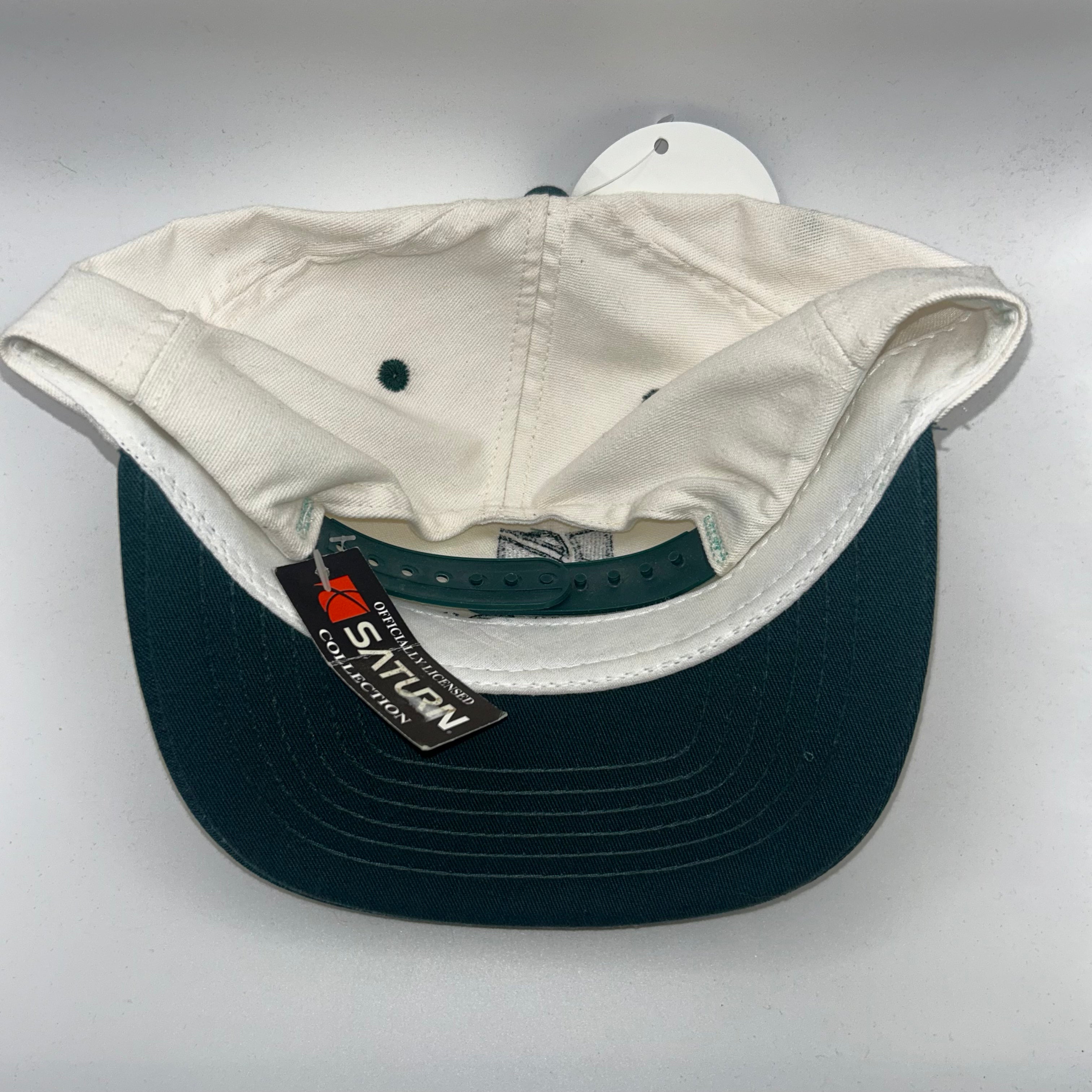 Vintage Saturn Car White Green NWT Snapback Hat