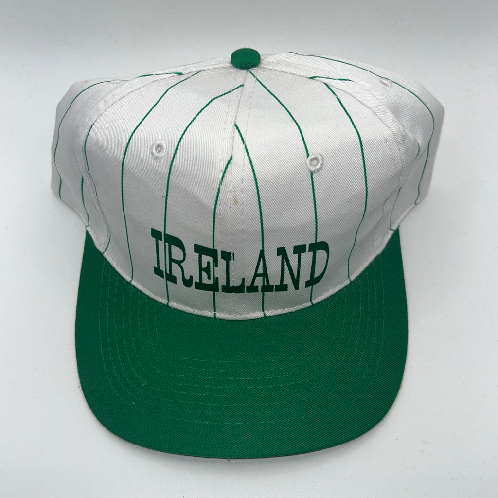 Vintage Ireland Pinstripe Irish Green White Snapback Hat