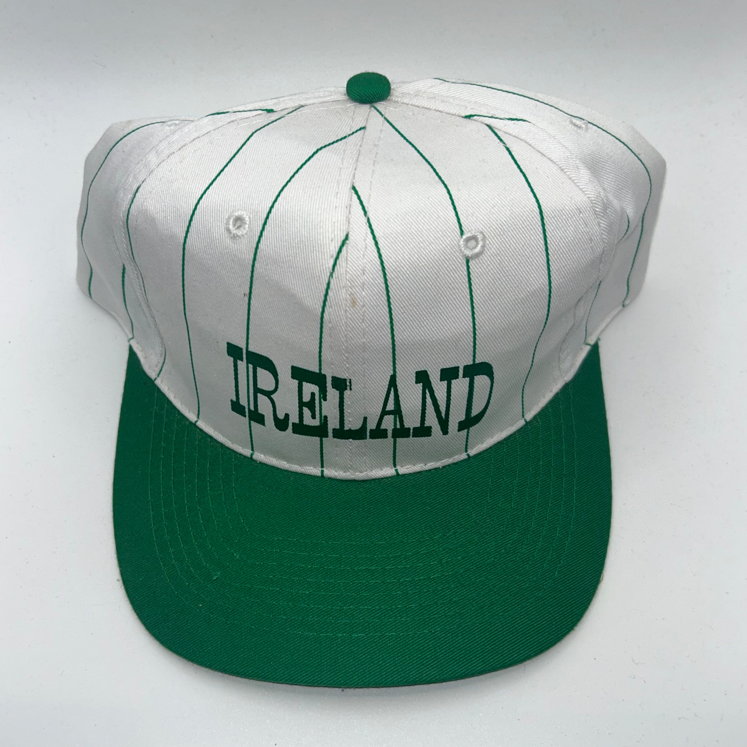 Vintage Ireland Pinstripe Irish Green White Snapback Hat