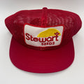 Vintage Stewart Seeds Patch All Mesh Farm Trucker Red Snapback Hat