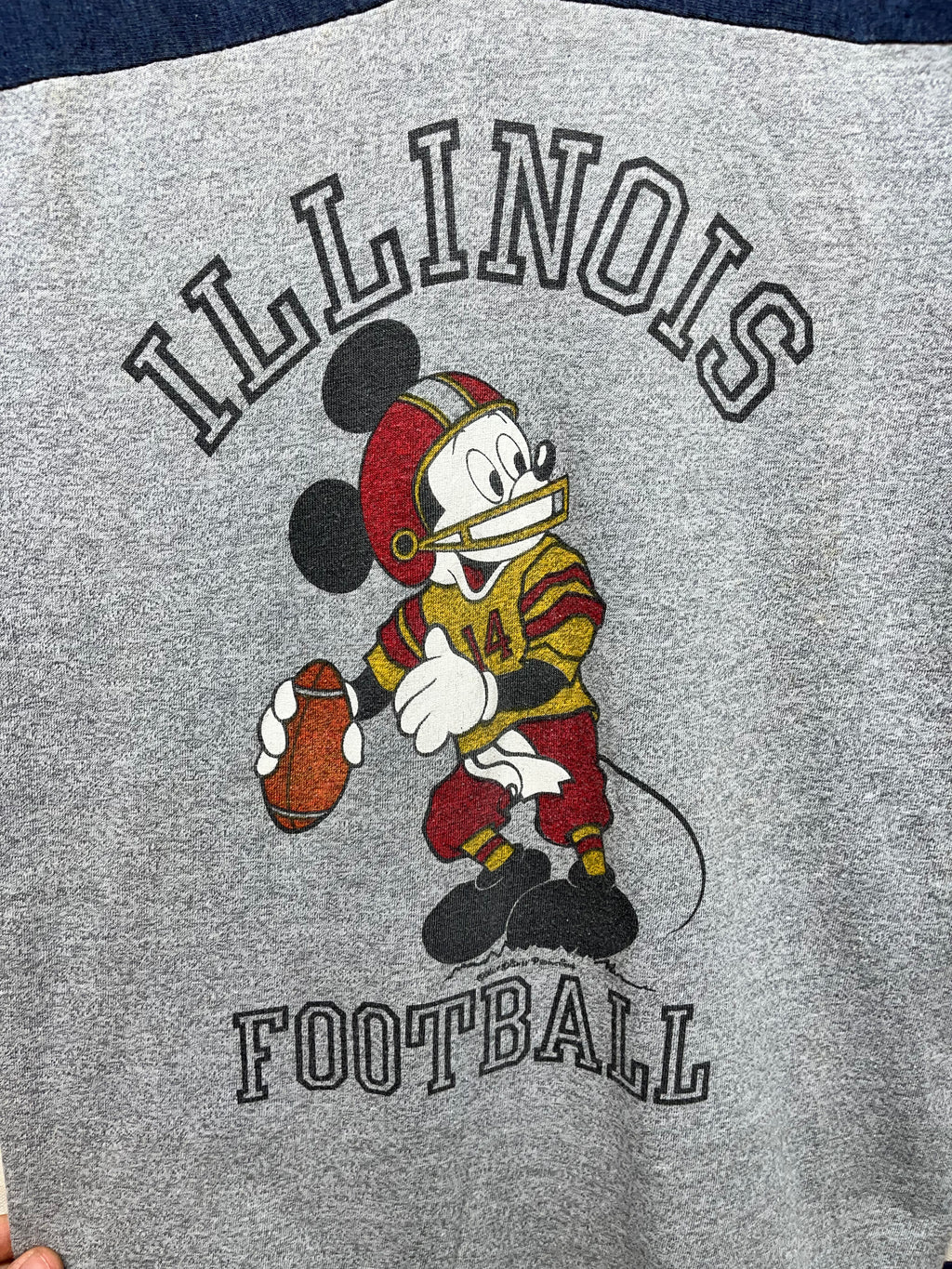 Vintage Illinois Football Mickey Mouse v-neck T-Shirt:
