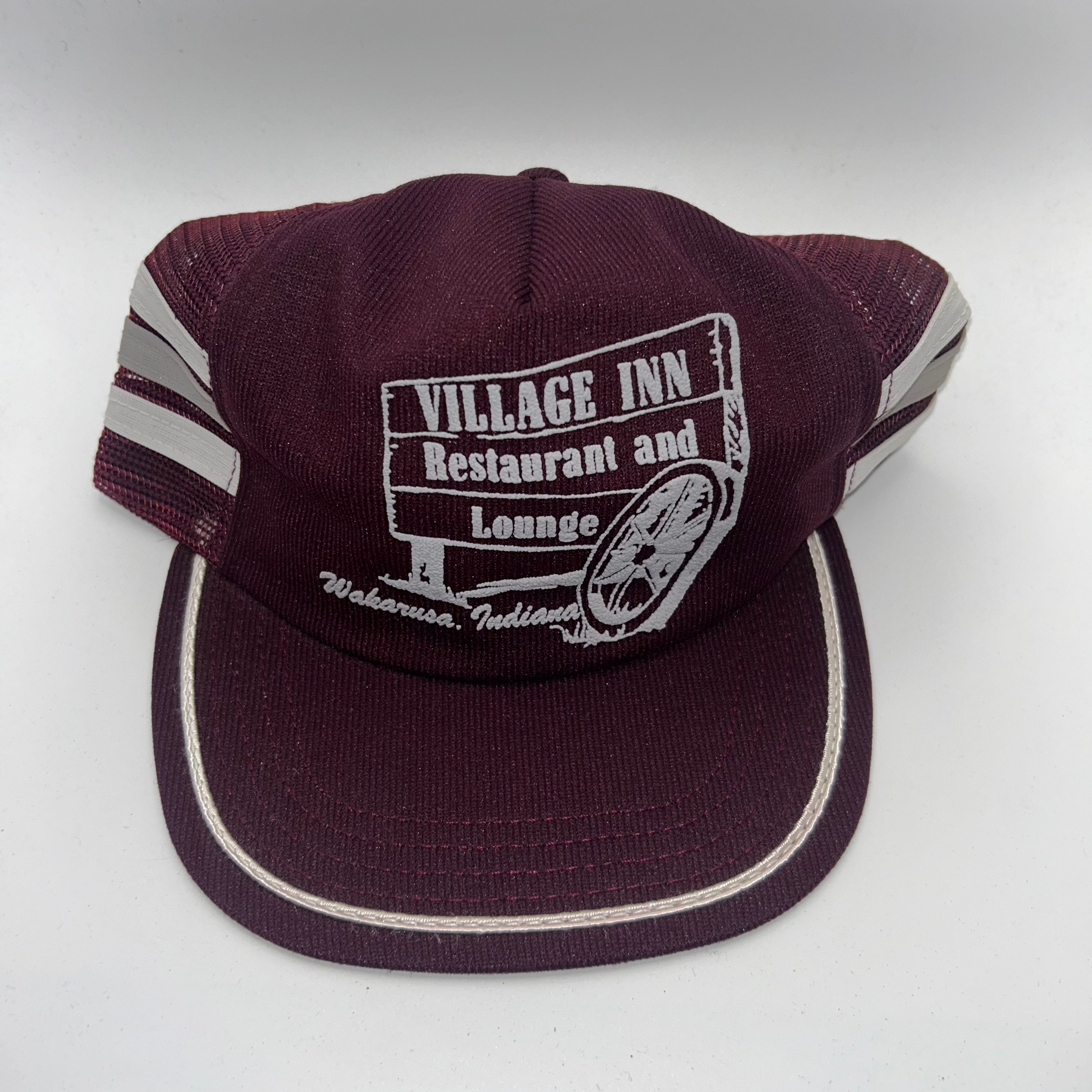 Vintage Village Inn Restaurant Wakarusa Indiana 3 Stripe Trucker Mesh Snapback Hat